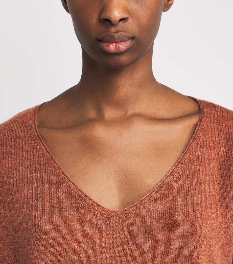Le Kasha Womens Organic Cotton V-Neck Sweater Terracota Image 3