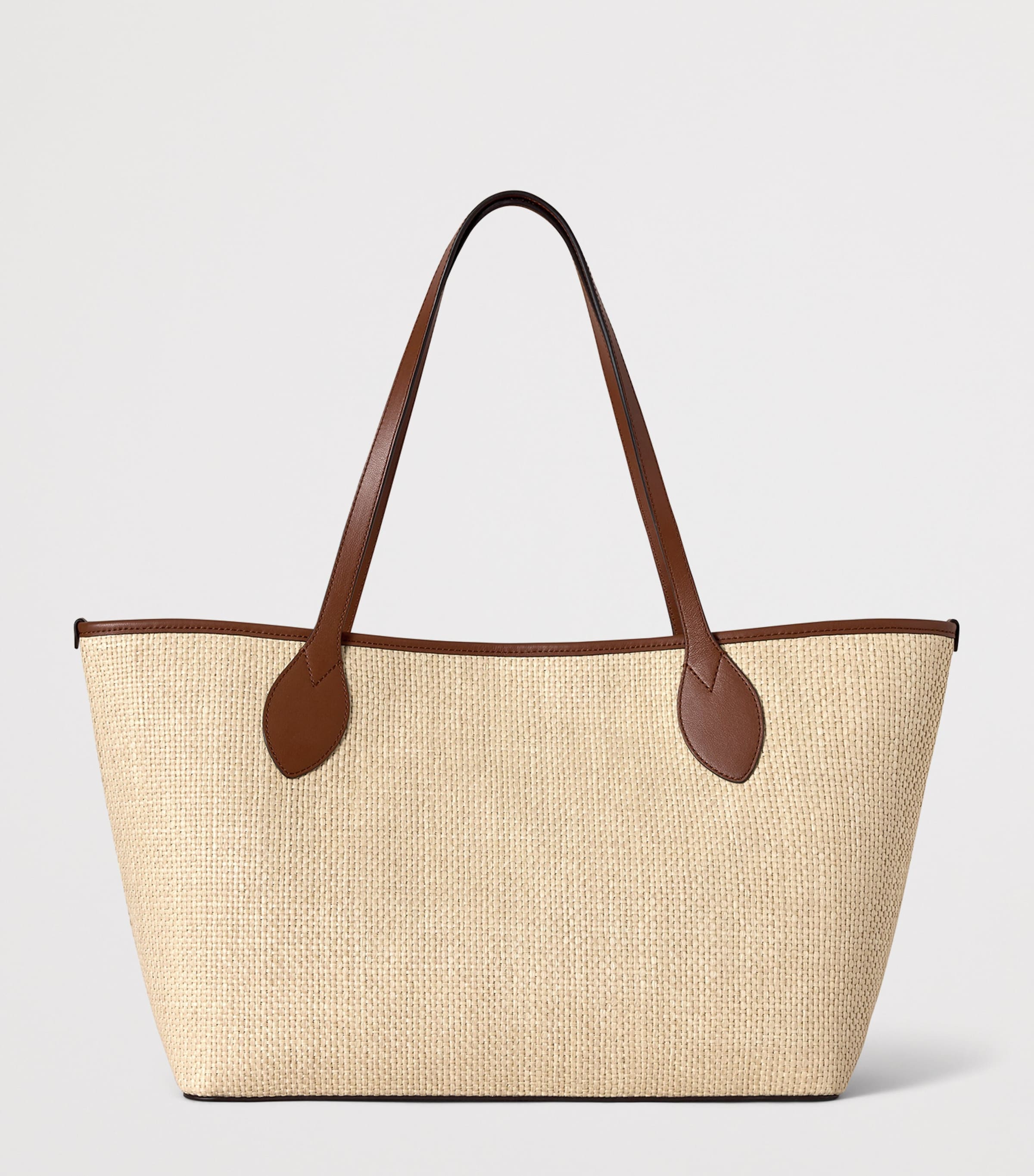 Mulberry Small Raffia-Leather Tree Tote Bag Ecru & Bright Oak Image 5