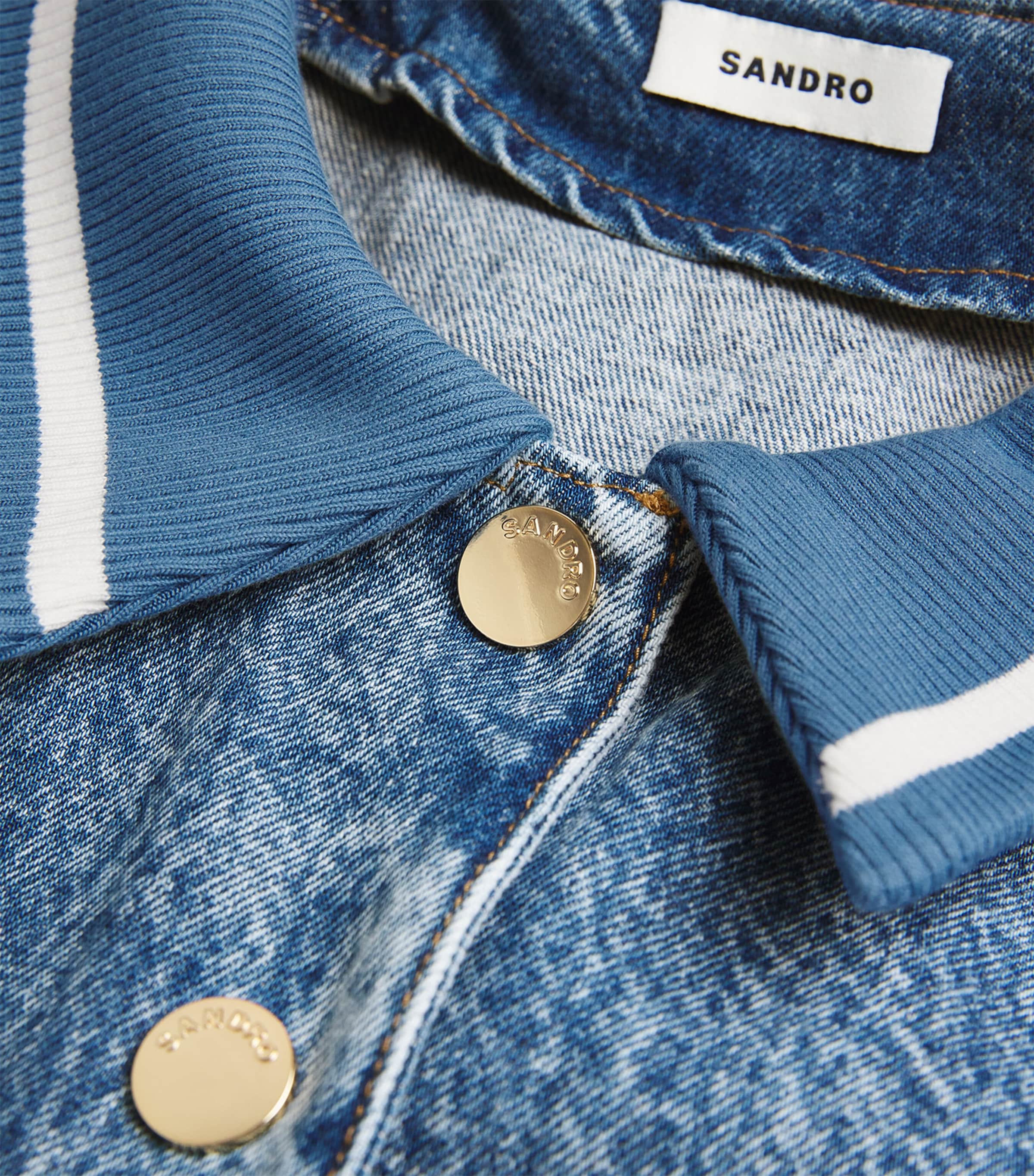 Rib-Trim Denim Jacket BLUE JEAN Image 5