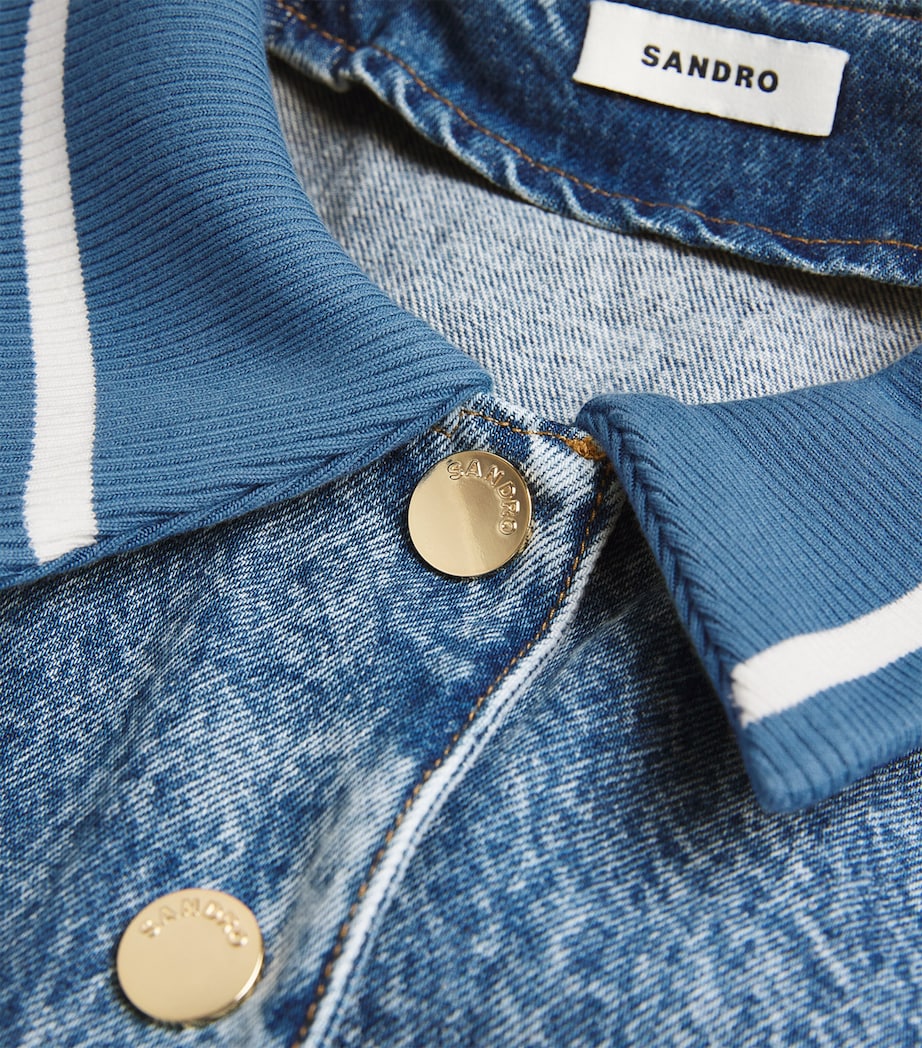 Rib-Trim Denim Jacket BLUE JEAN Image 5