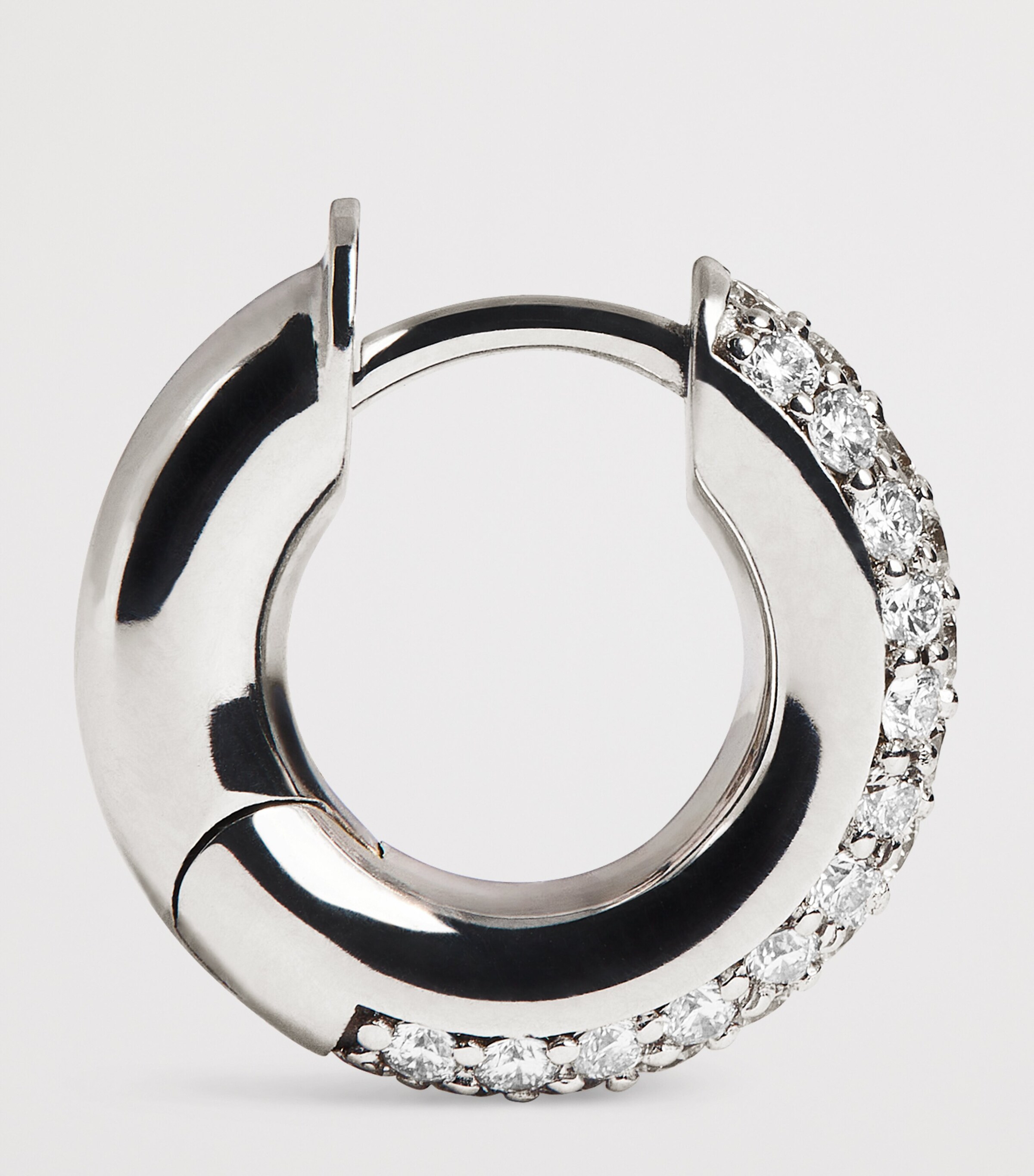 White Gold and Diamond Macro Single Hoop Earring WHITE GOLD Image 4