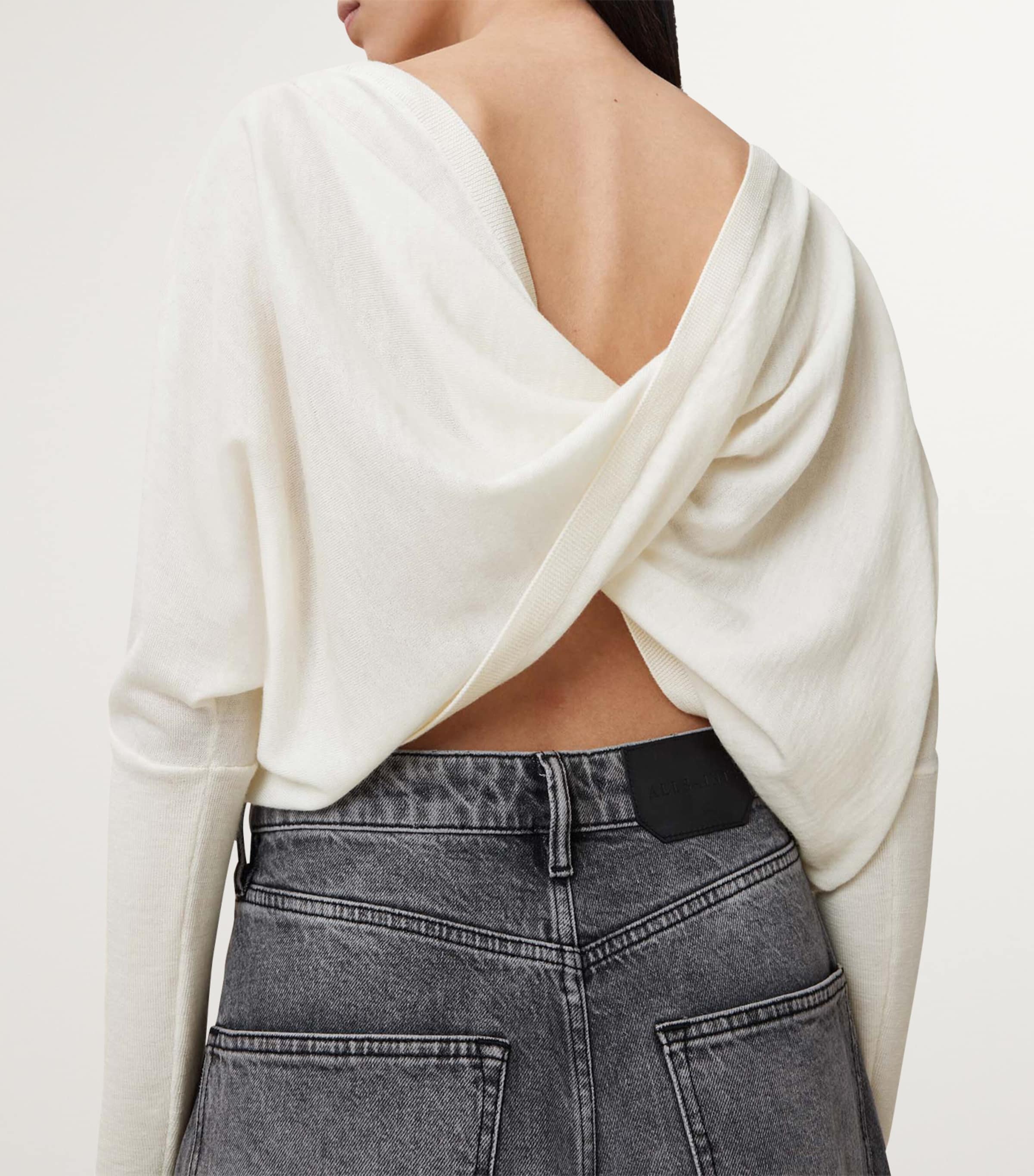 AllSaints Womens Wool Julieana Wrap Sweater Chalk White Image 7