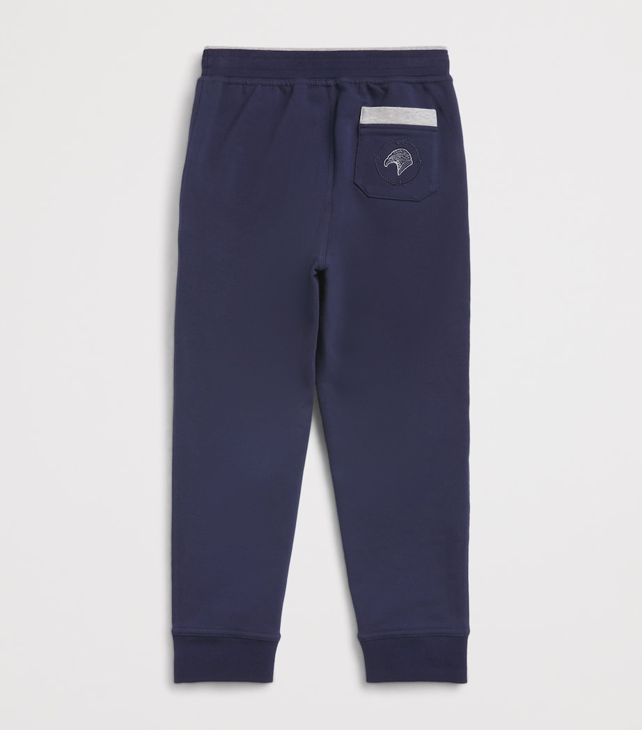 Stefano Ricci Kids Stretch-Cotton Embroidered-Logo Sweatpants (4-16 Years) Blue Image 2