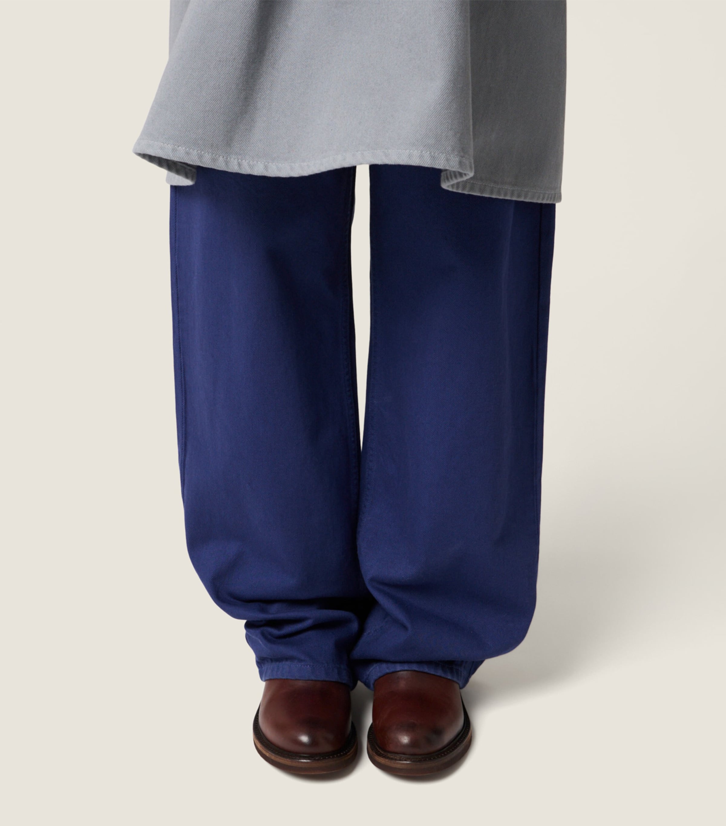 Miu Miu Womens Cotton Gabardine Straight Trousers Blue Image 4