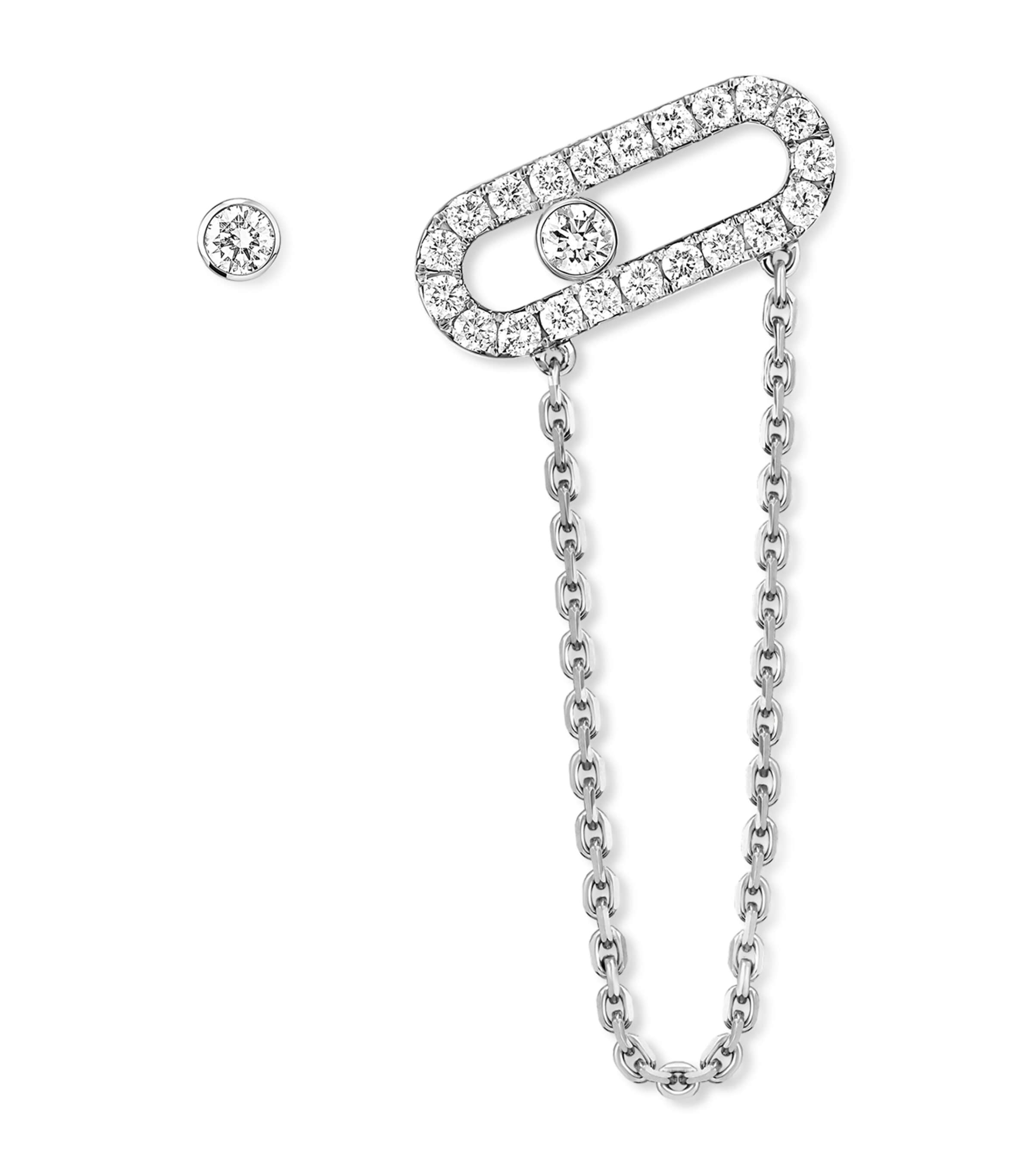 Messika Move Uno White Gold and Diamond Asymmetric Earrings (0.30ct) White Gold Image 1