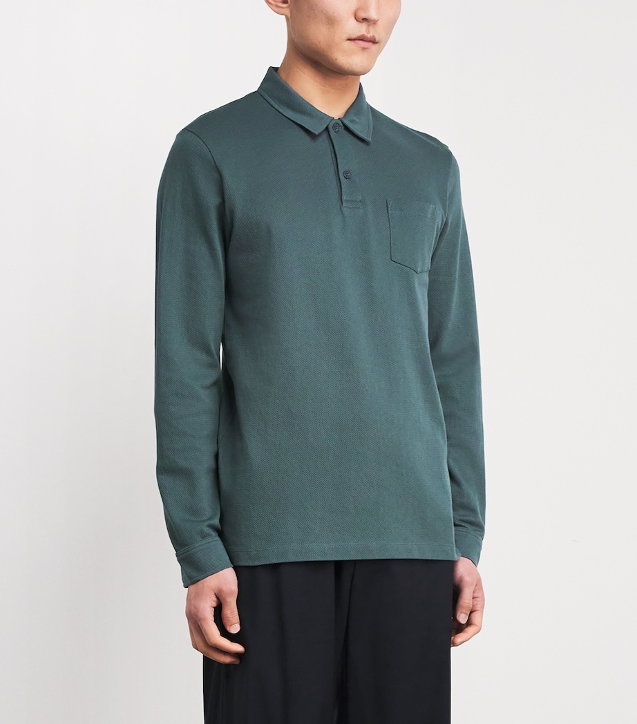 Supima Cotton Riviera Polo Shirt DARK PETROL26 GNIT Image 3