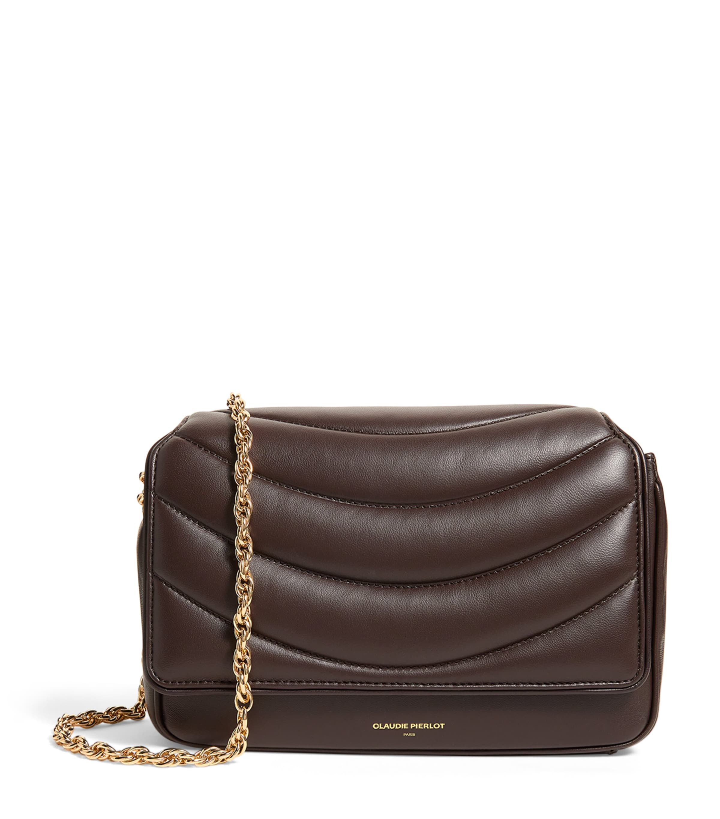 Claudie Pierlot Leather Alba Clutch Bag In Brown