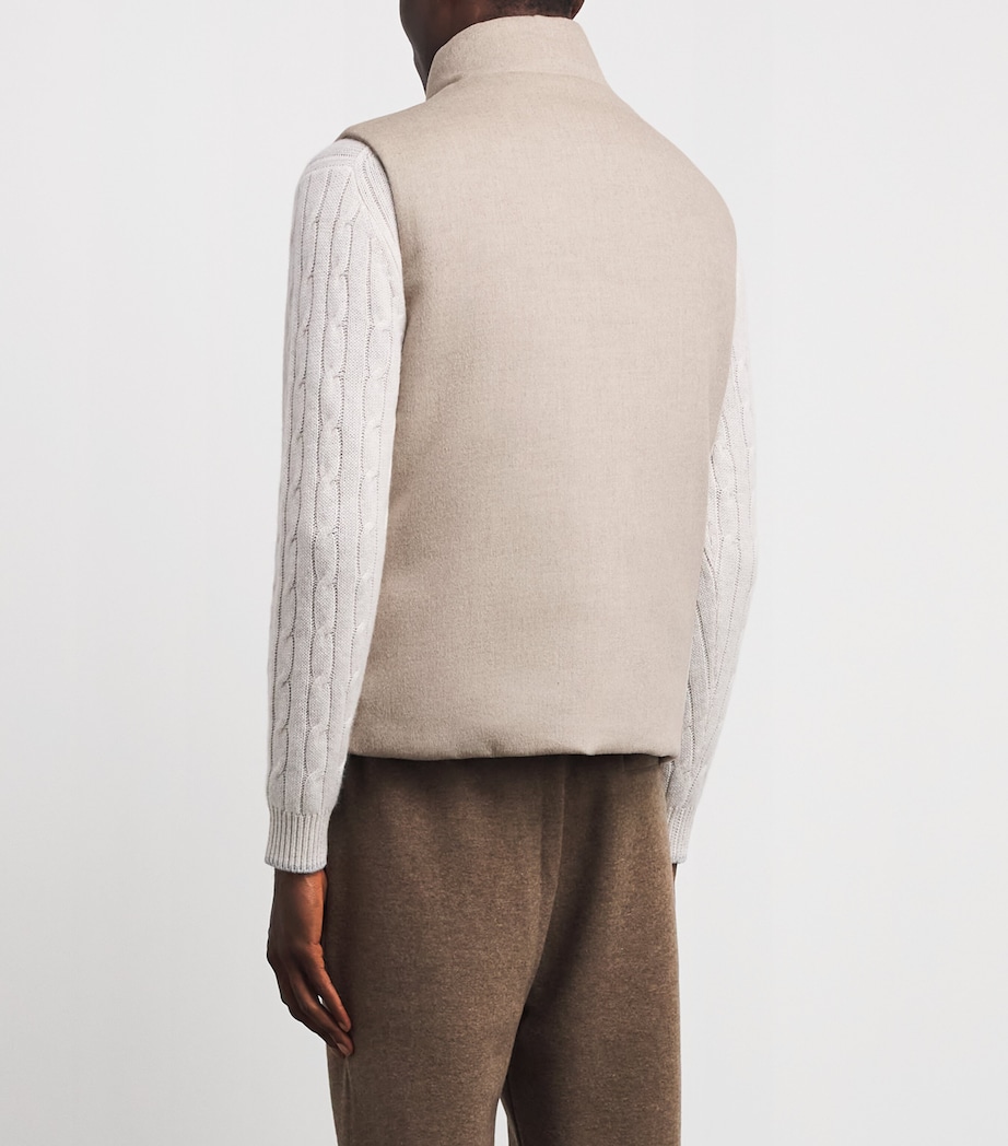 Moorer Mens Virgin Wool-Cashmere Reversible Falieri Gilet Stone Image 5