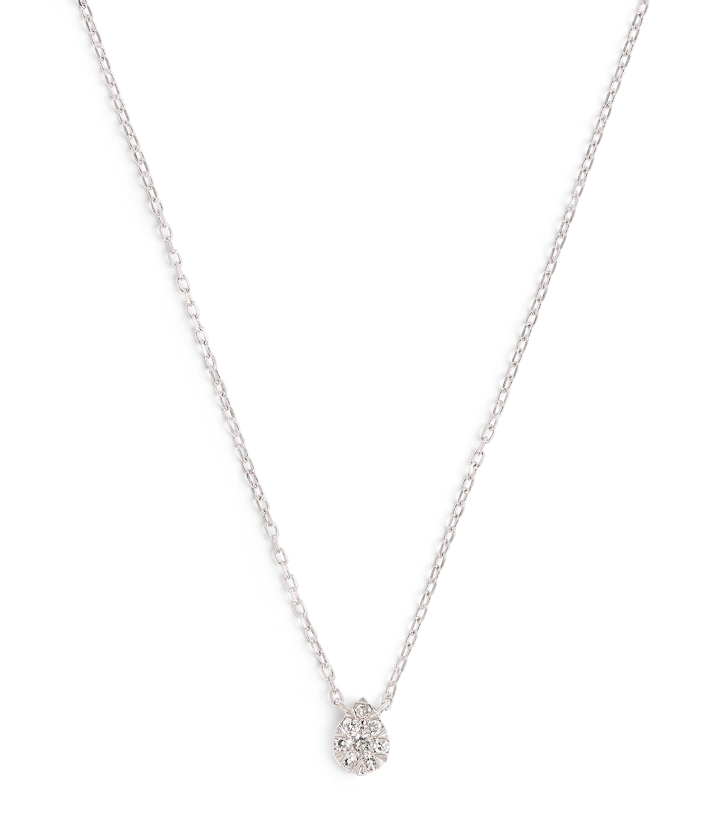 Persée White Gold And Diamond Mini Floating Necklace In White