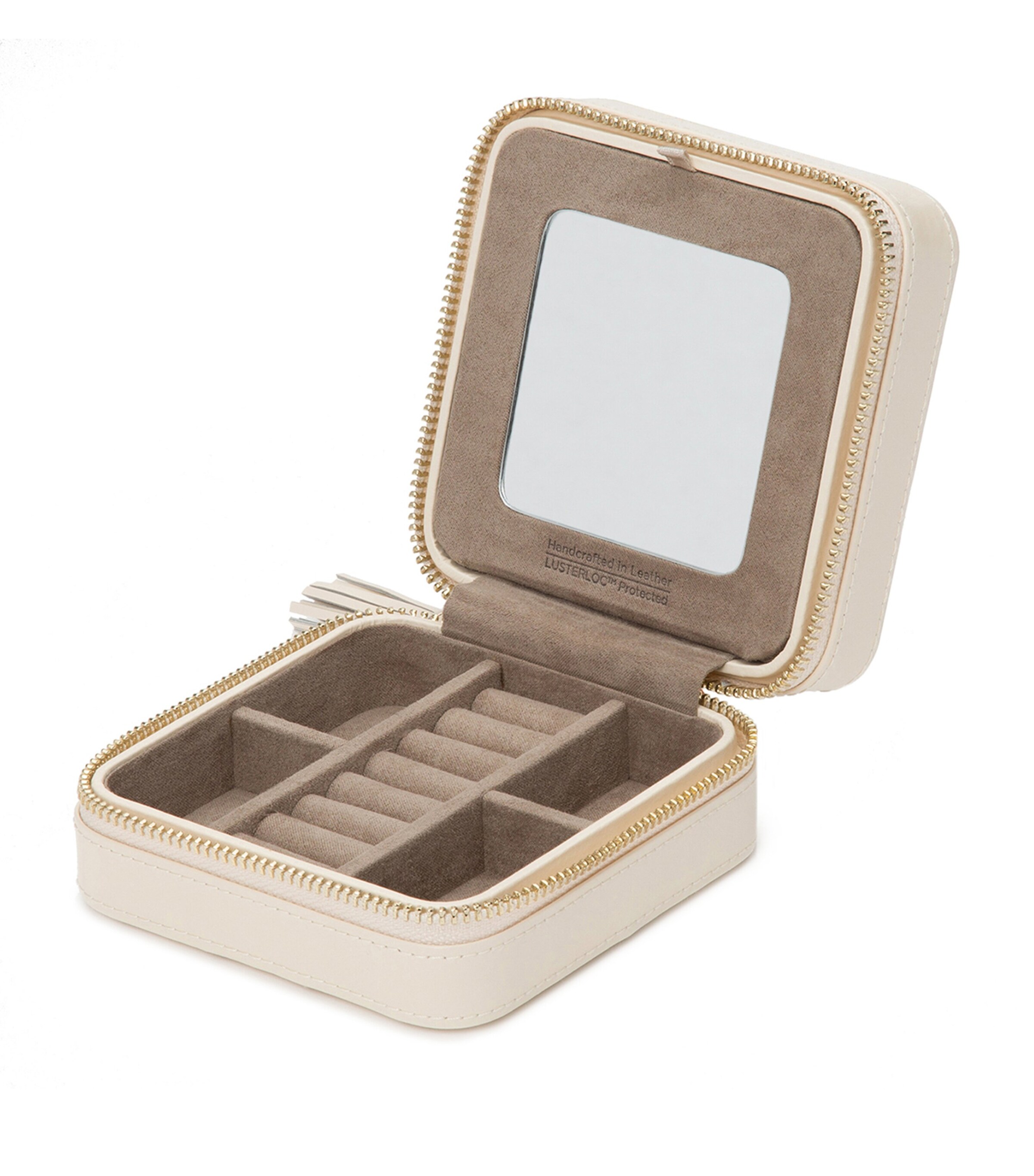 WOLF Leather Caroline Travel Jewellery Case Ivory Image 4