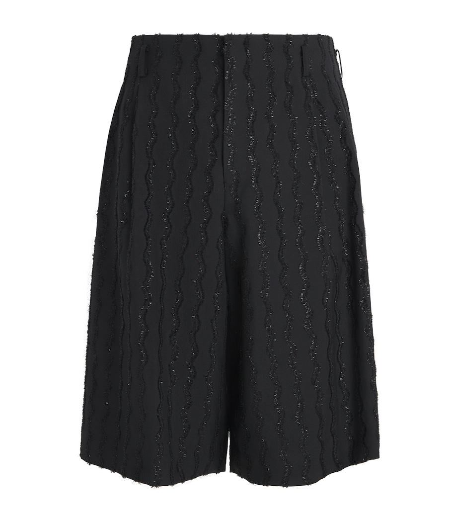 Comme Des Garçons Homme Plus Mens Wool Embellished Wide-Leg Shorts Black Image 1