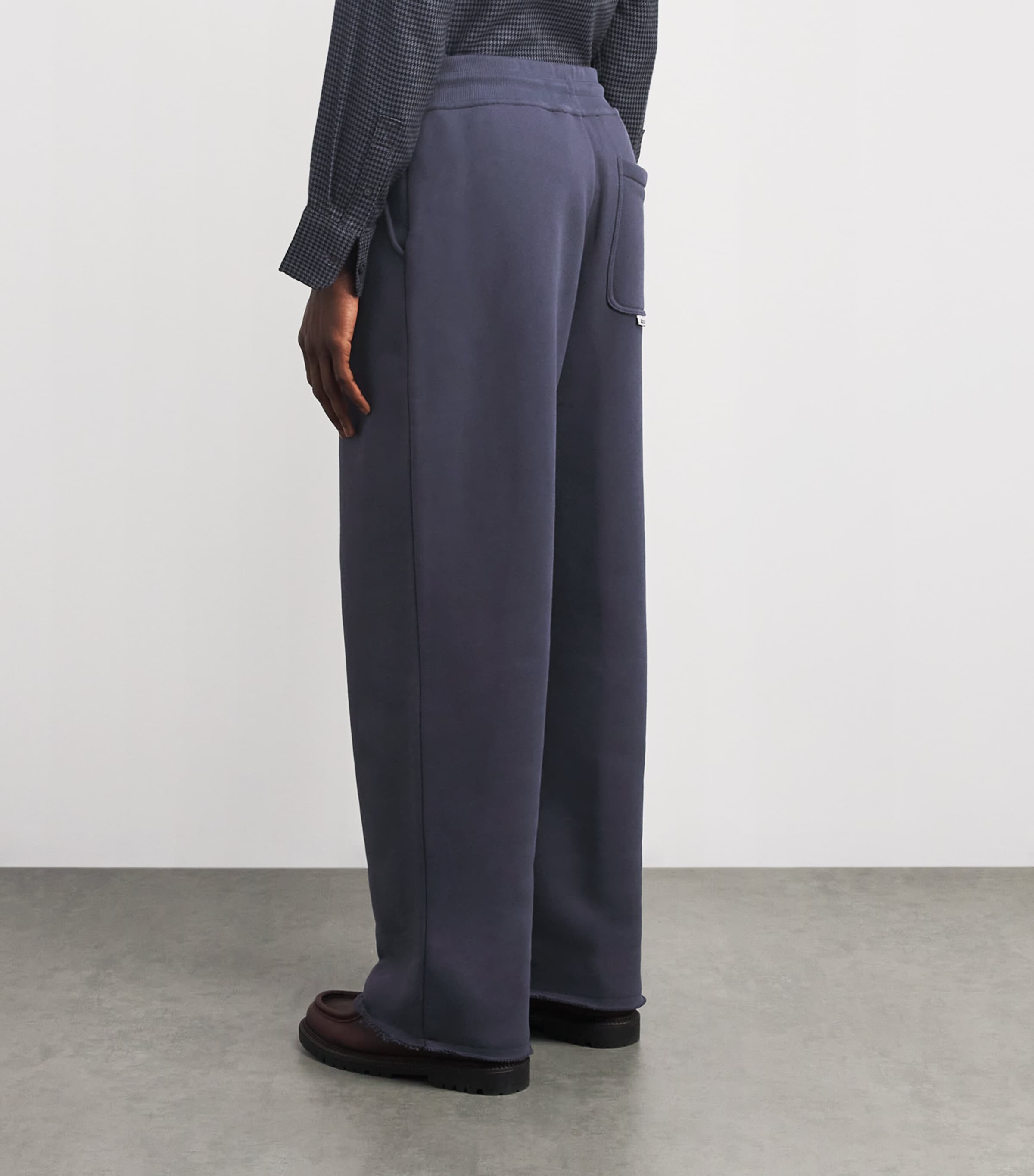 Cotton Raw Hem Wide-Leg Sweatpants SMOKE BLUE Image 4