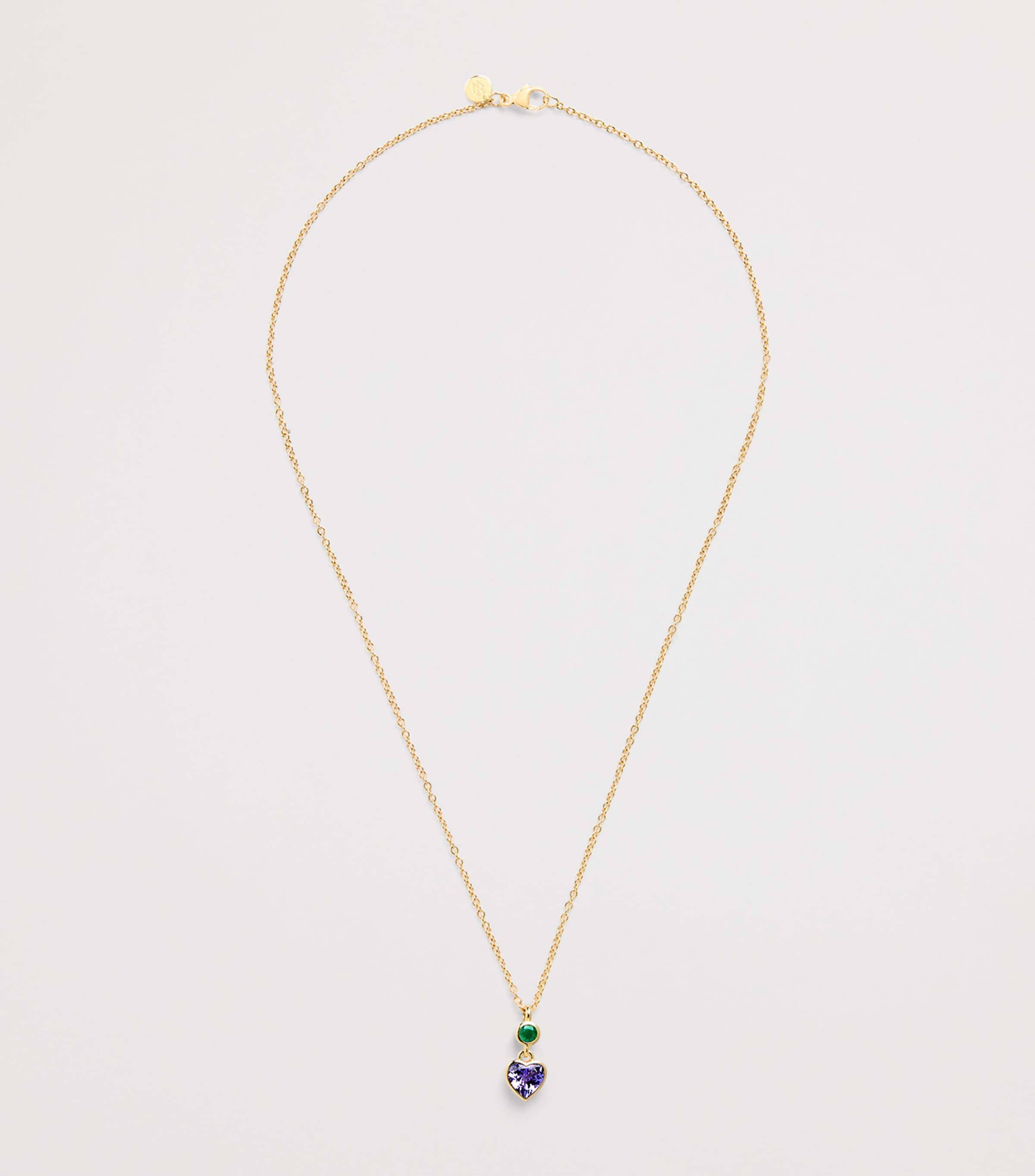 Yellow Gold, Emerald and Tanzanite Blue Heart Necklace YELLOW GOLD Image 3