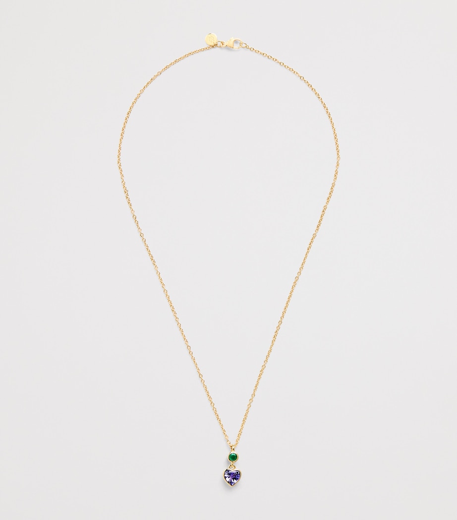 Yellow Gold, Emerald and Tanzanite Blue Heart Necklace YELLOW GOLD Image 3