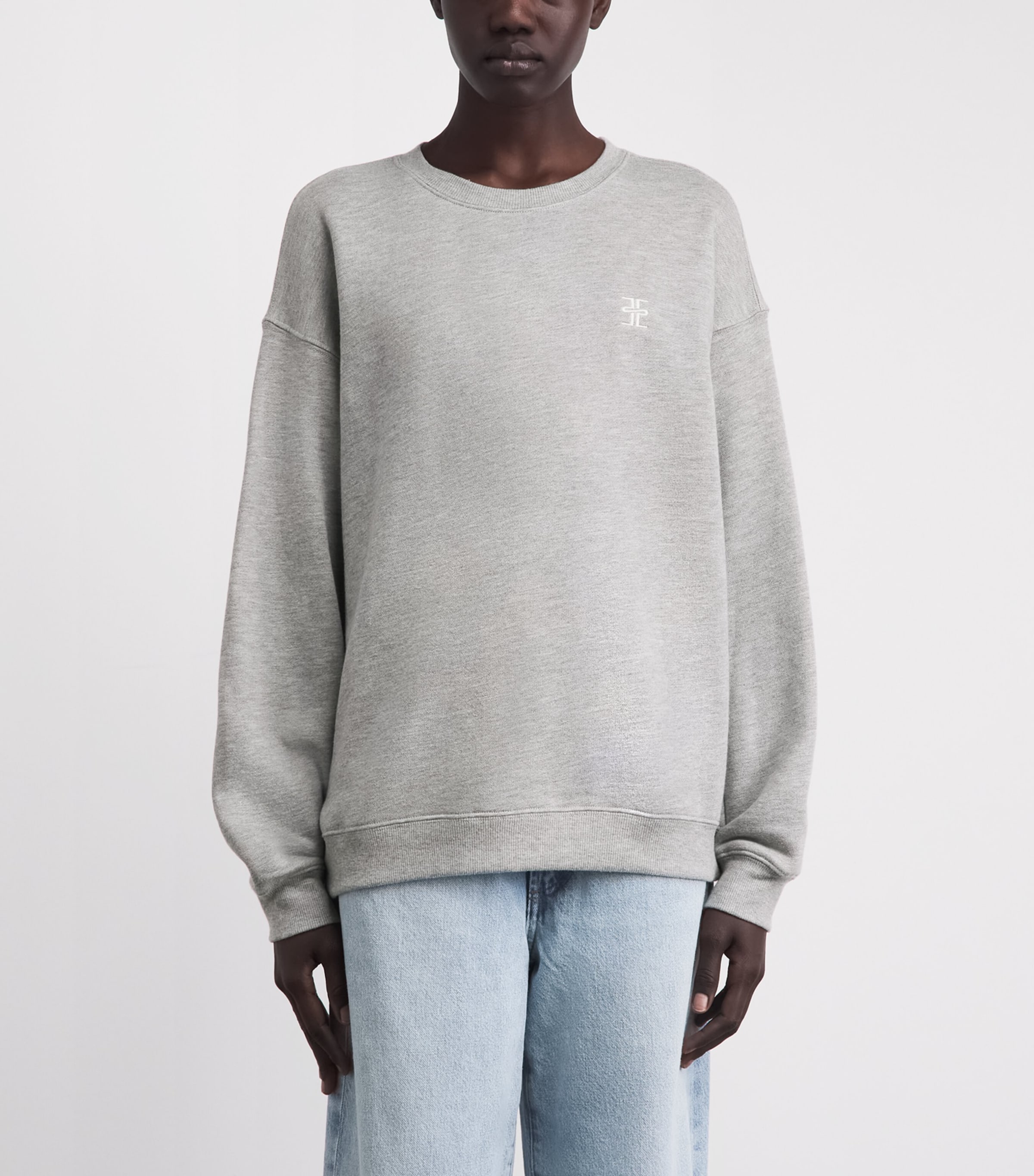 ÉTERNE Womens French Terry Oversized Sweatshirt Heather Grey Image 4