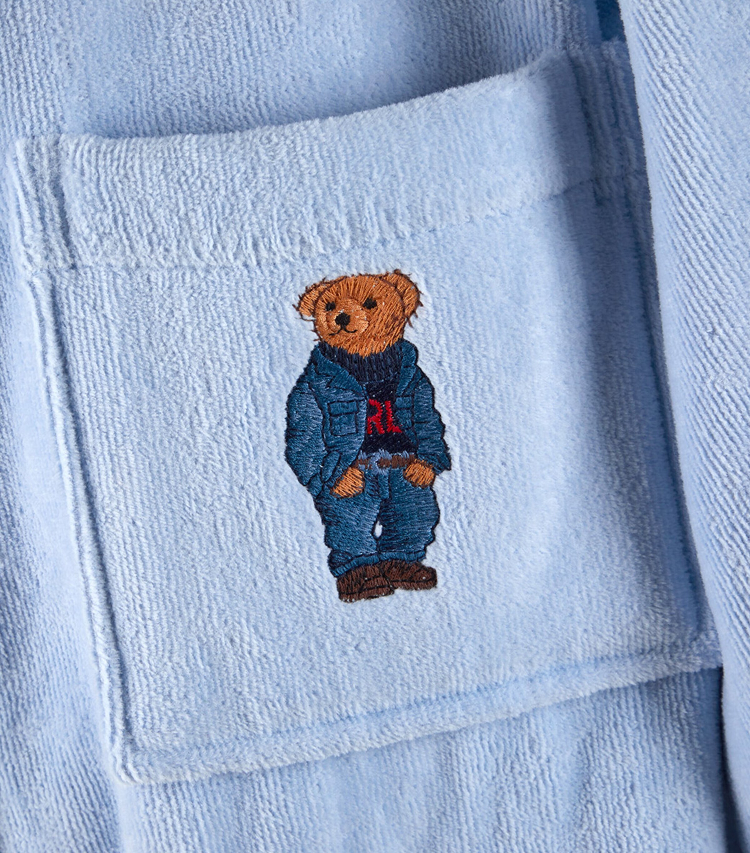 Ralph Lauren Home Denim Bear Robe (Large) Office Blue Image 9