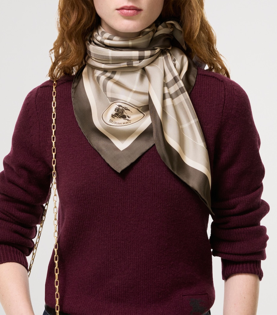 Burberry Silk Check Knight Stamp Scarf Dove Grey Ip Check Image 2