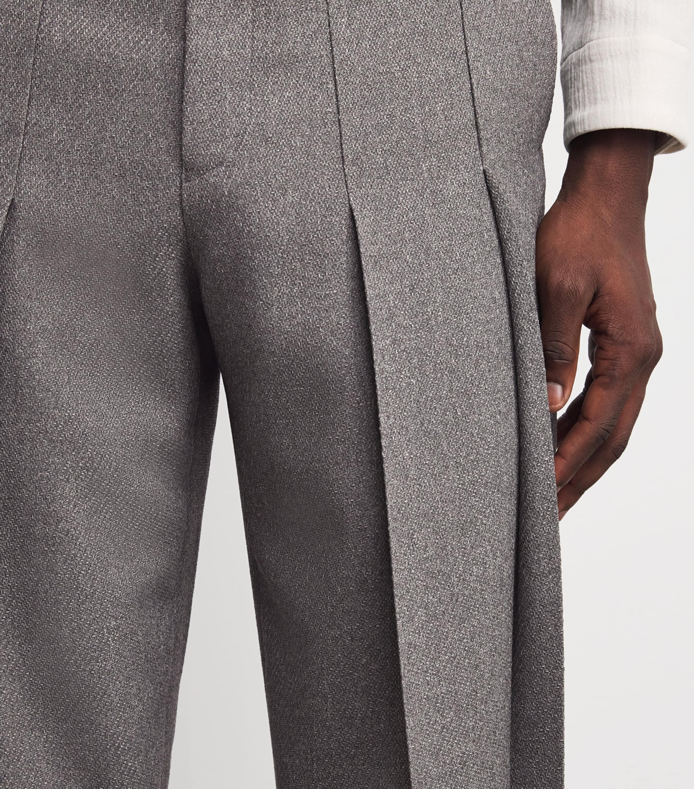 Tweed Pleated Trousers 12-GRAY Image 6