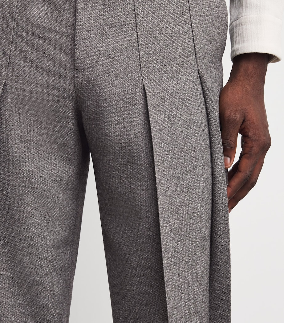 Tweed Pleated Trousers 12-GRAY Image 6