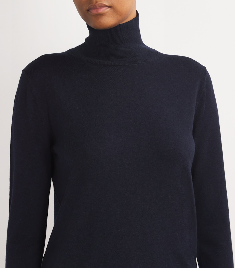Silk-Blend High-Neck Sweater NAVY Image 6