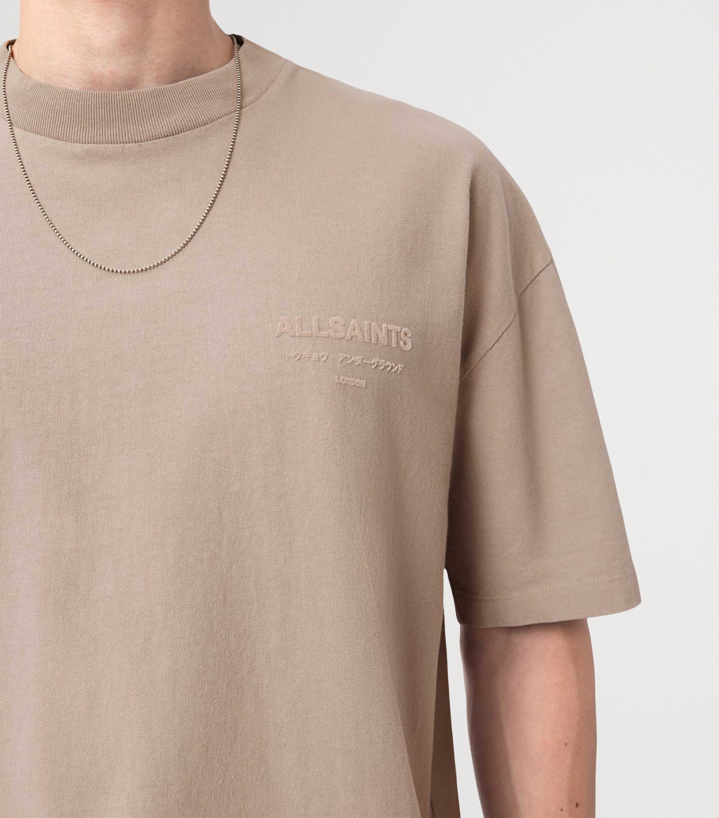 AllSaints Mens Organic Cotton Xander T-Shirt Dusk White Image 5