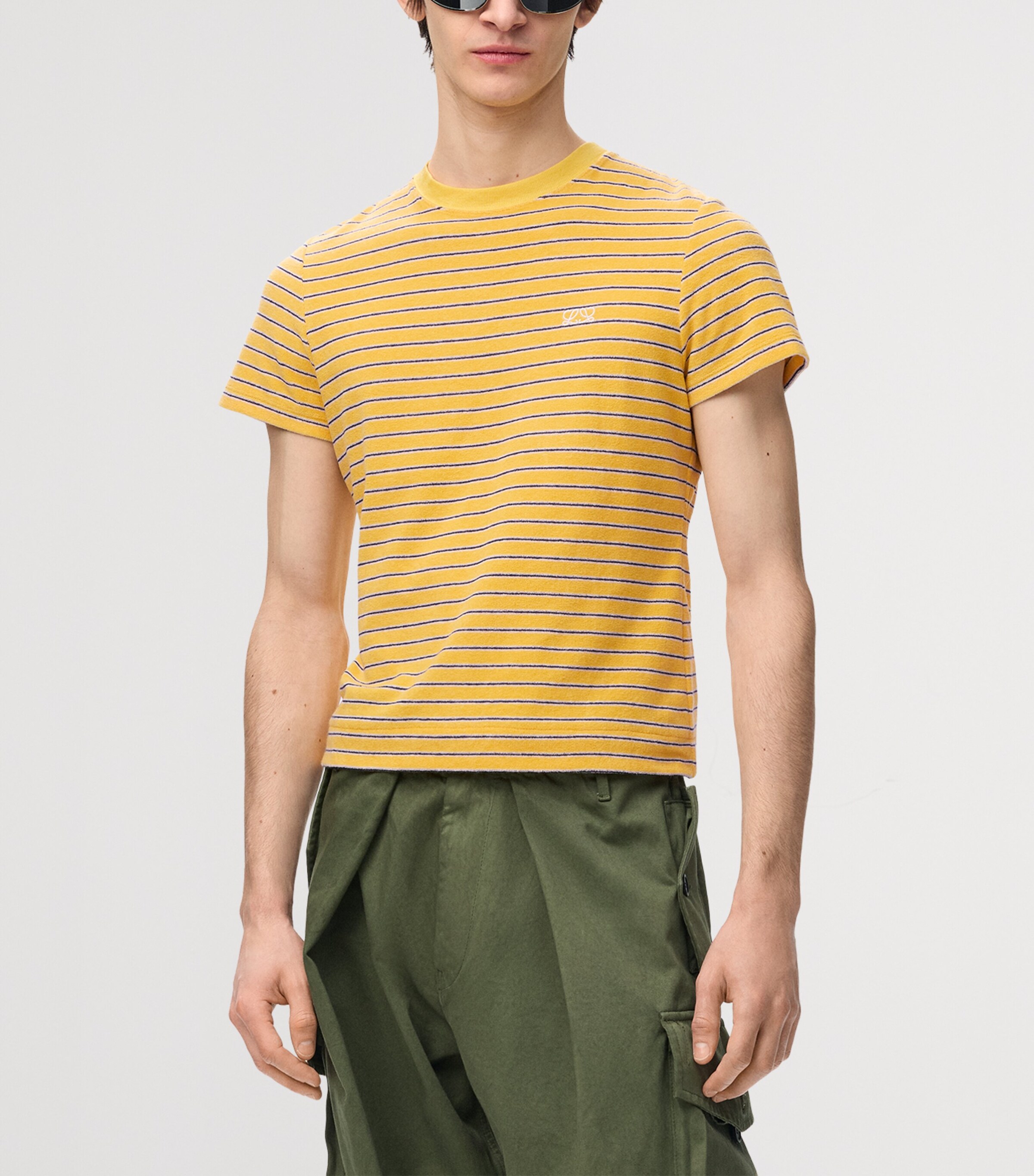 LOEWE Mens Cotton-Blend Stripe T-Shirt Yellow/navy Image 3