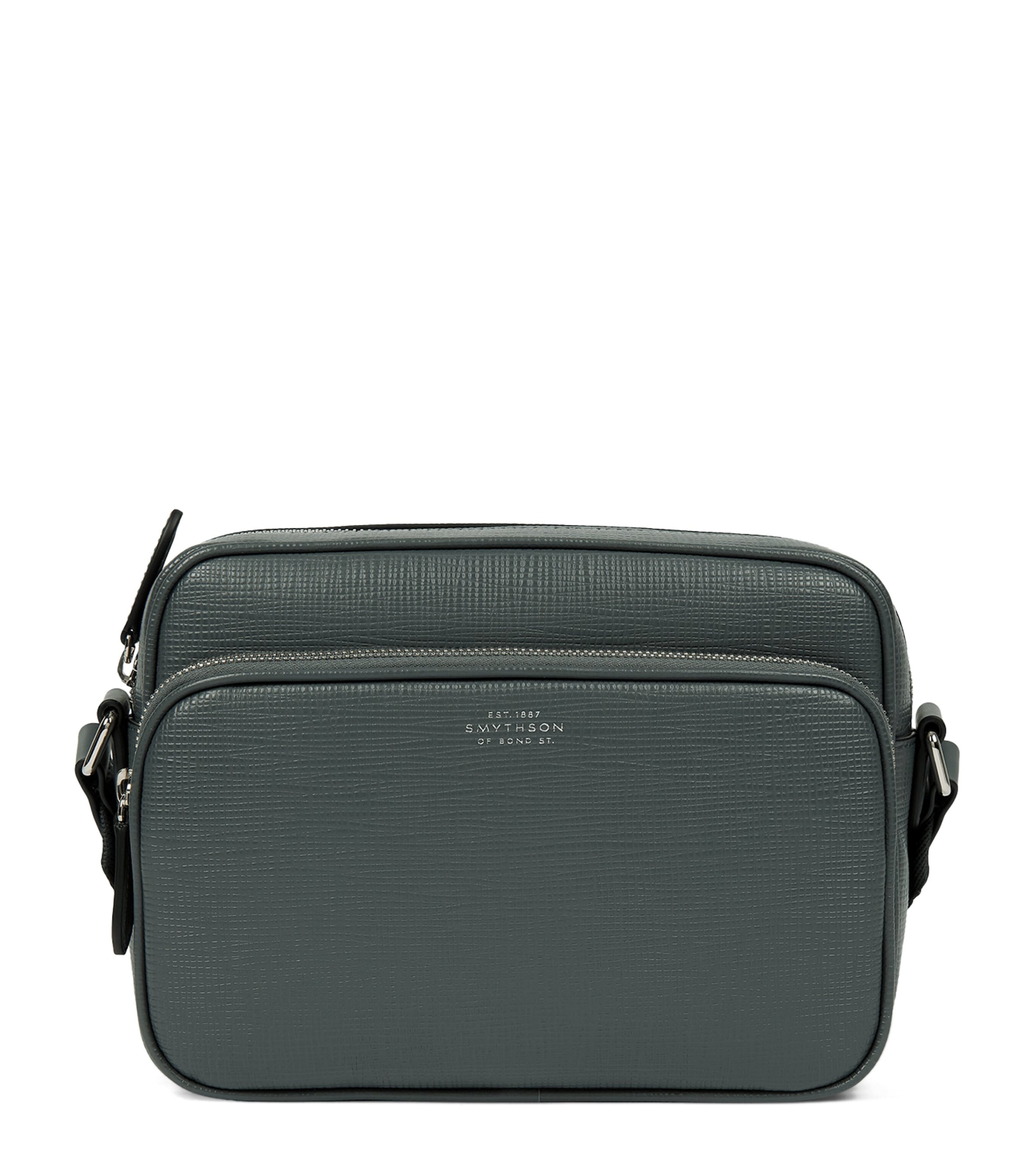 Smythson Leather Panama Cross-Body Bag Slate Green Image 1
