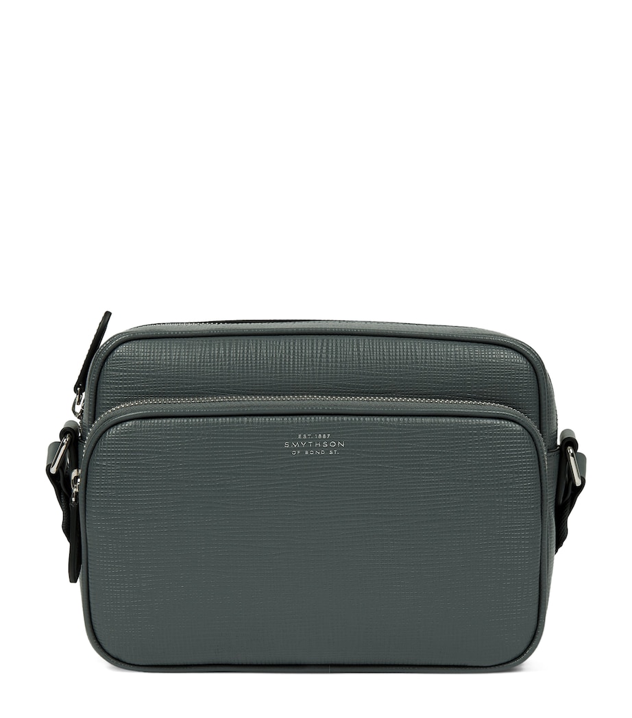 Smythson Leather Panama Cross-Body Bag Slate Green Image 1