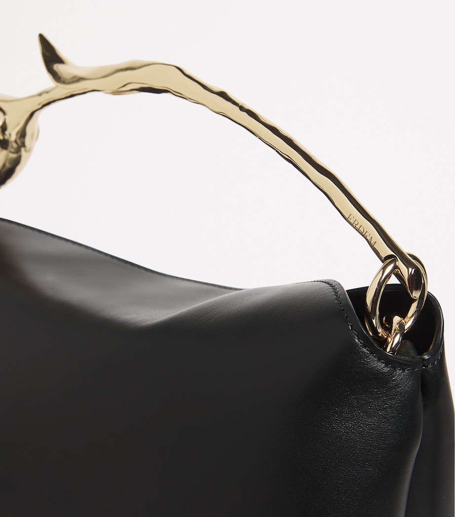 Erdem Leather Bloom Top-Handle Bag Black Image 6