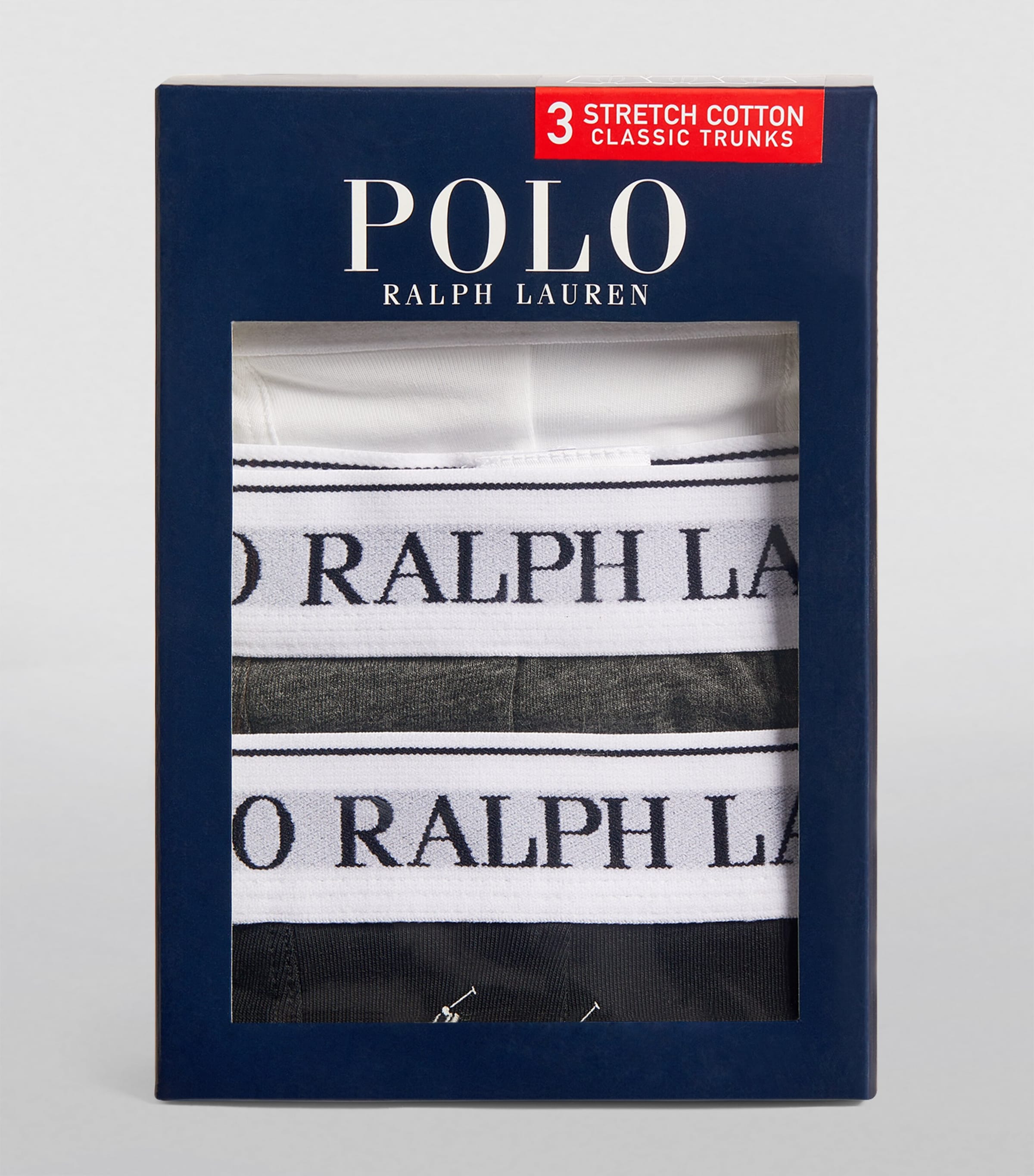 Stretch-Cotton Classic Trunks (Pack of 3) WHT/CHCL HTR/BLK Image 4