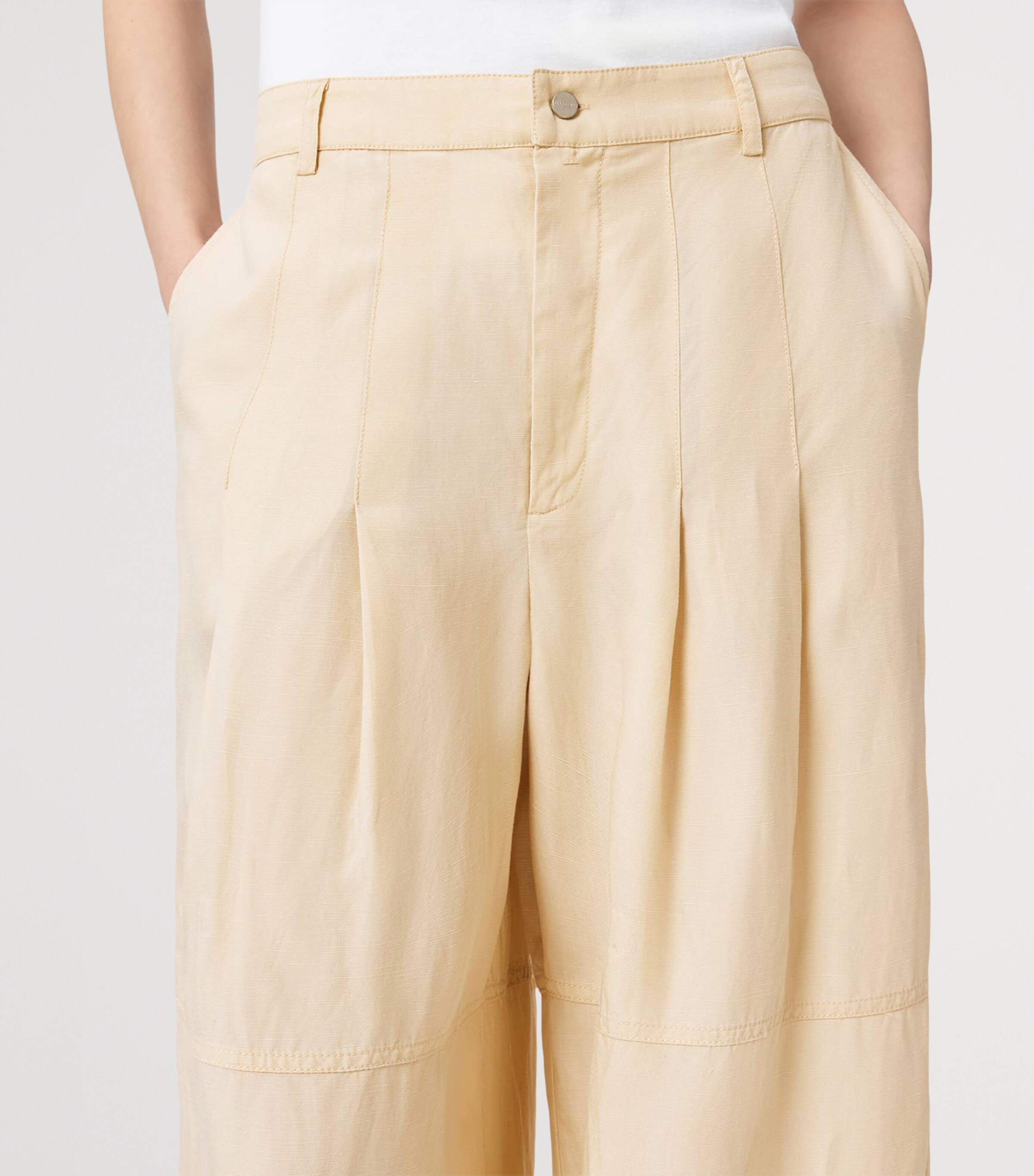 AllSaints Womens Sherell Wide-Leg Trousers Ecru White Image 7