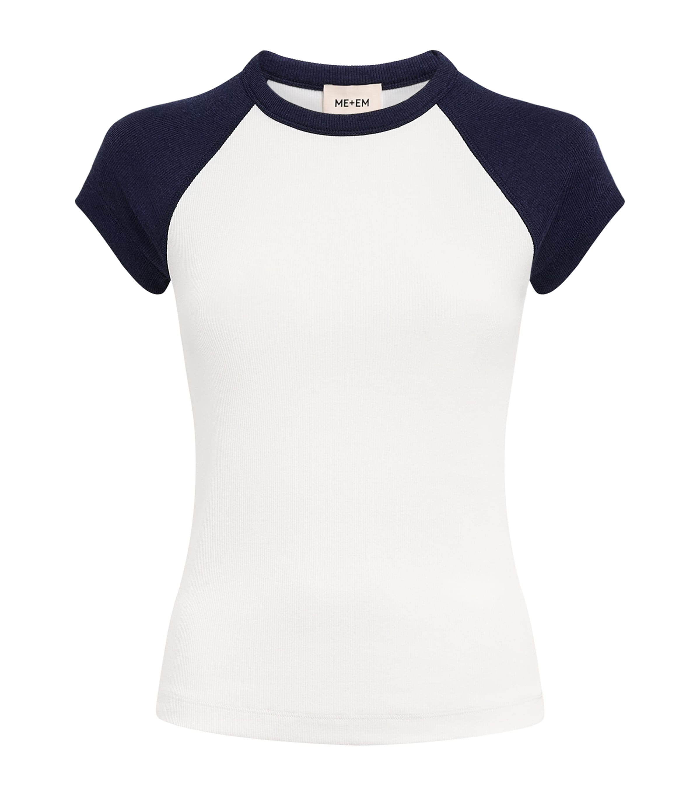 ME+EM Womens Ultimate Raglan T-Shirt Light Cream/navy Image 1