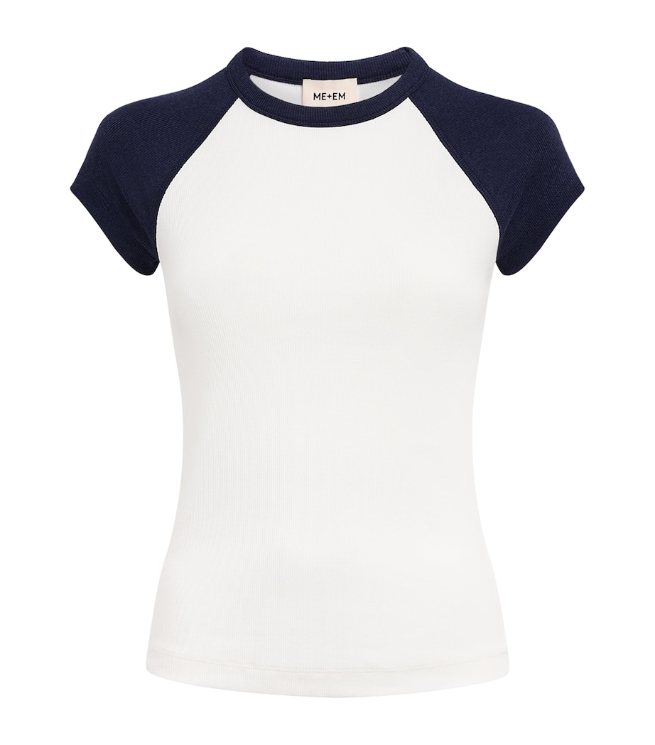 ME+EM Womens Ultimate Raglan T-Shirt Light Cream/navy Image 1