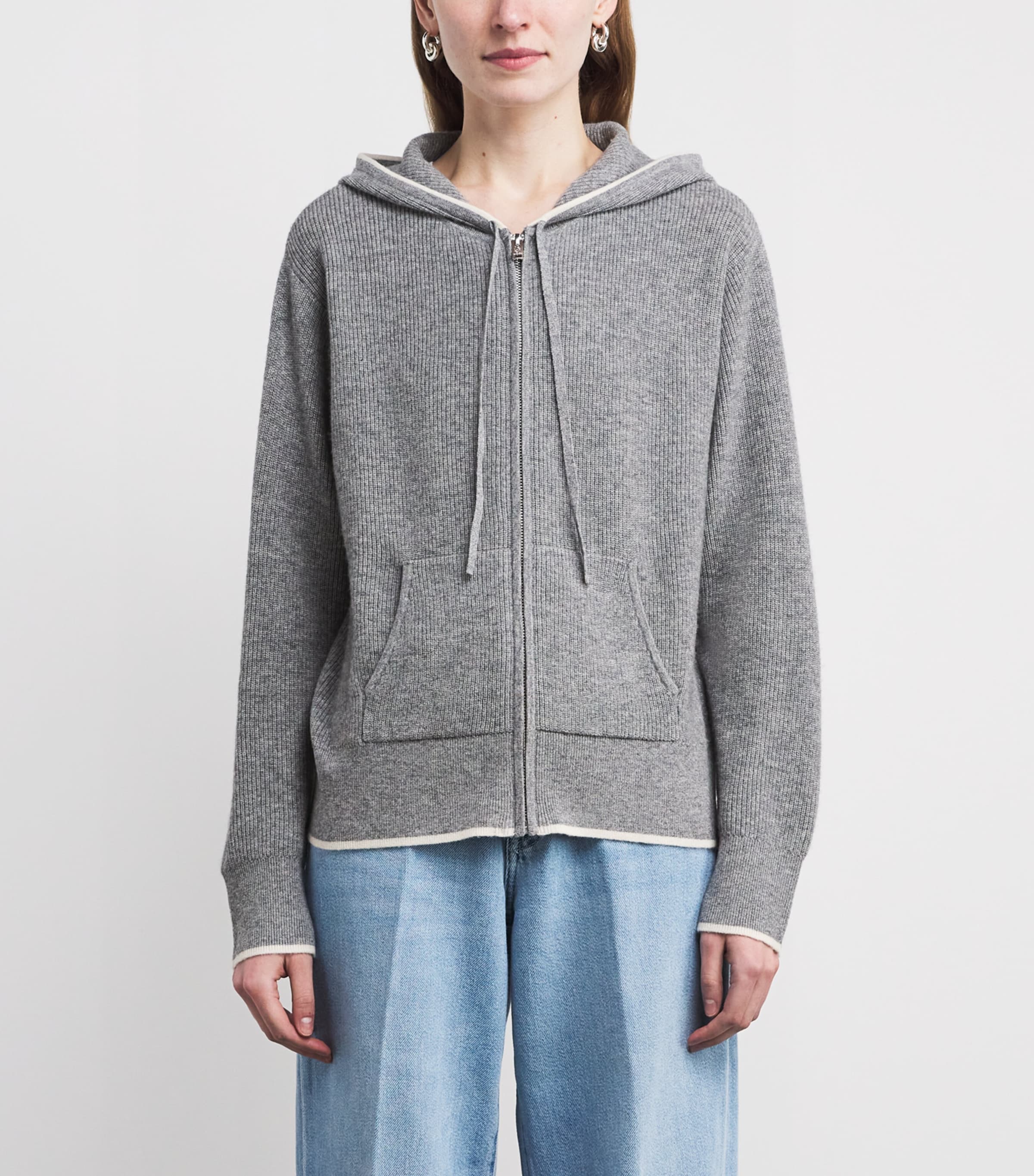 Wool Zip-Up Sweater GREY Image 3