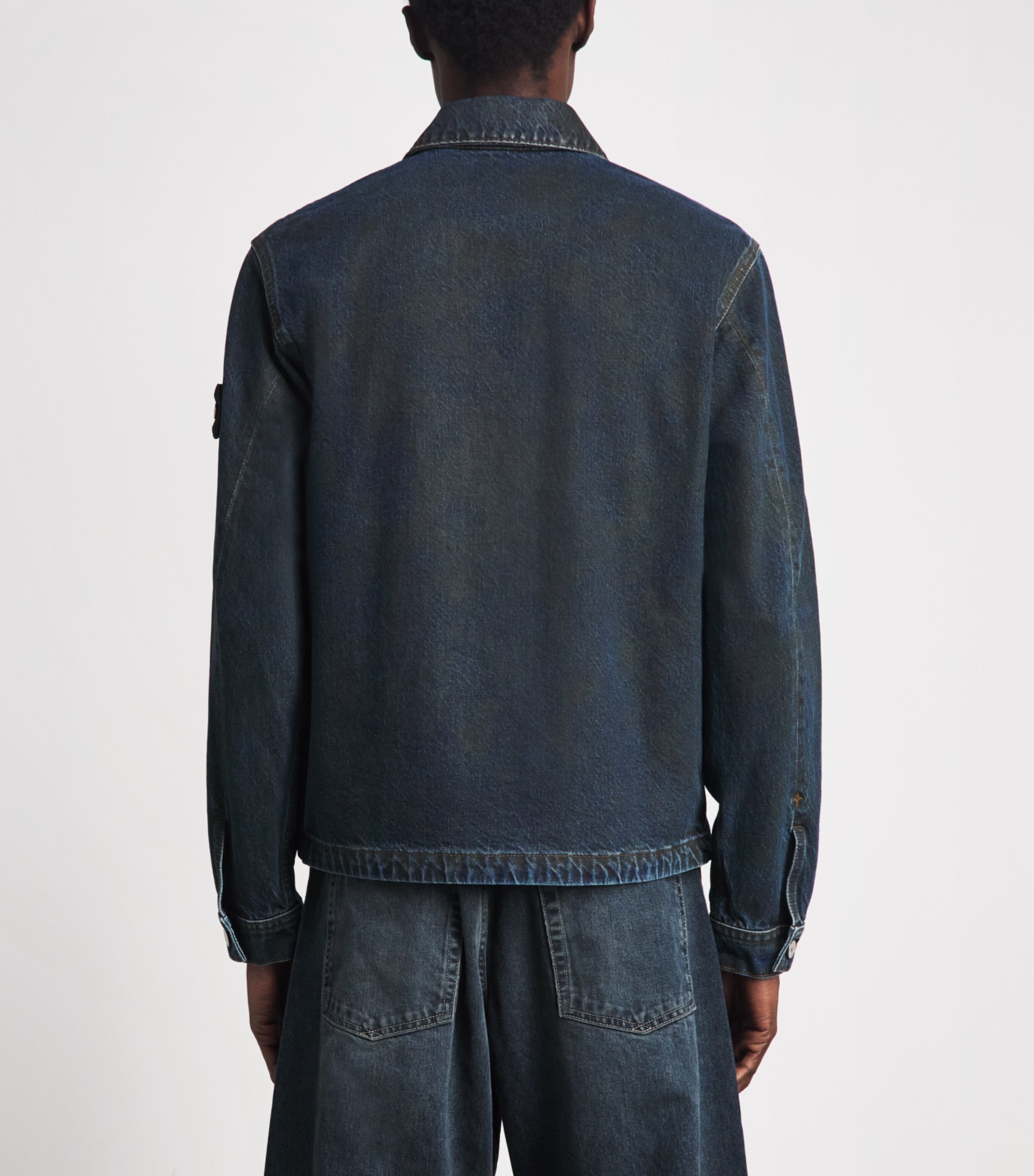 Stone Island Mens Denim Biker Jacket Image 5