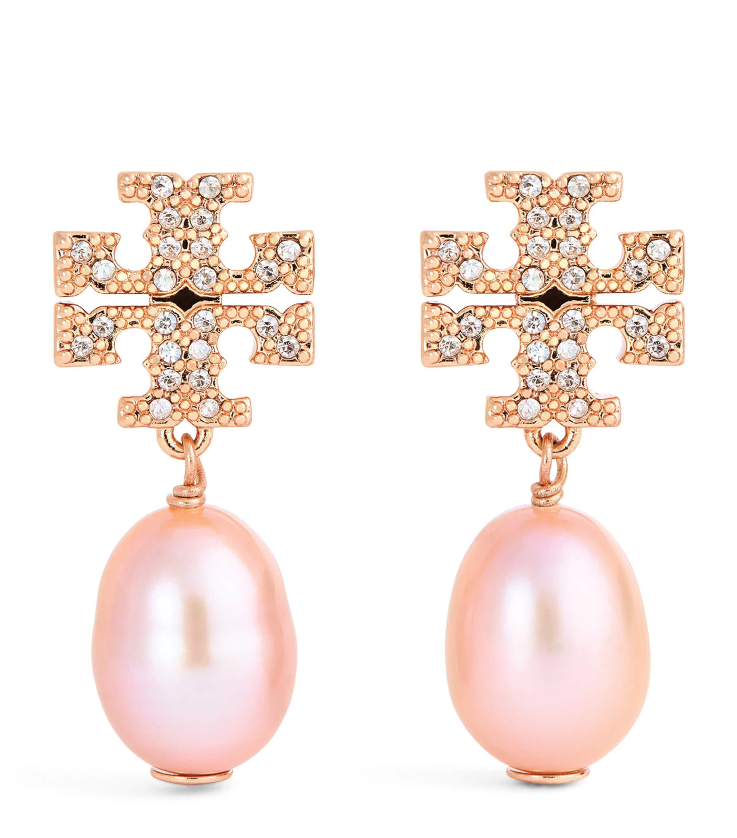 Tory Burch Kira Pavé Pearl Drop Earrings In Gold