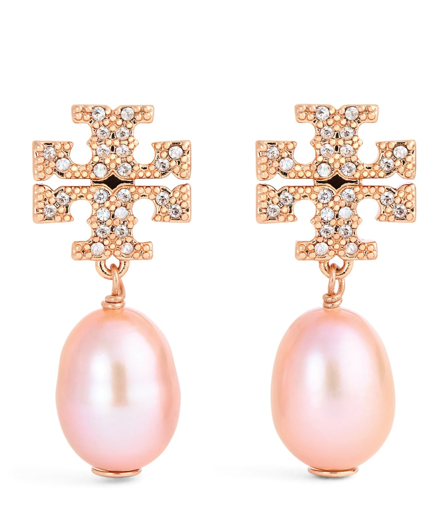 Tory Burch Kira Pavé Pearl Drop Earrings Rose Gold / Pearl Image 1