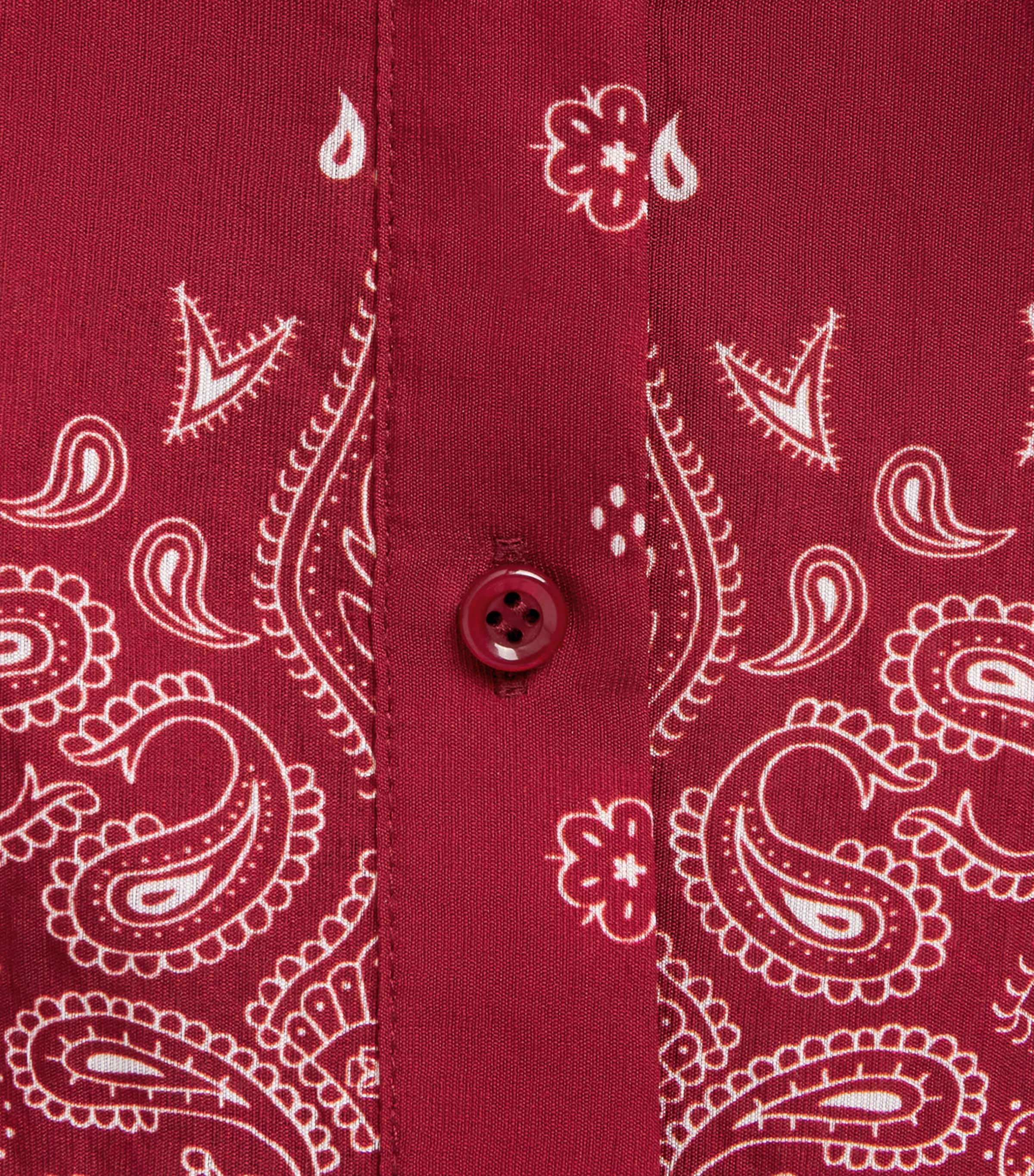 Devon Windsor Womens Bandana Print Cropped Rosie Shirt Merlot Image 6