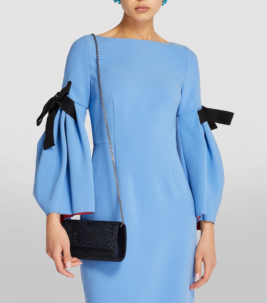 Satin Crystal-Embellished Perry Clutch Bag SMNVY-SILVER NAVY Image 4