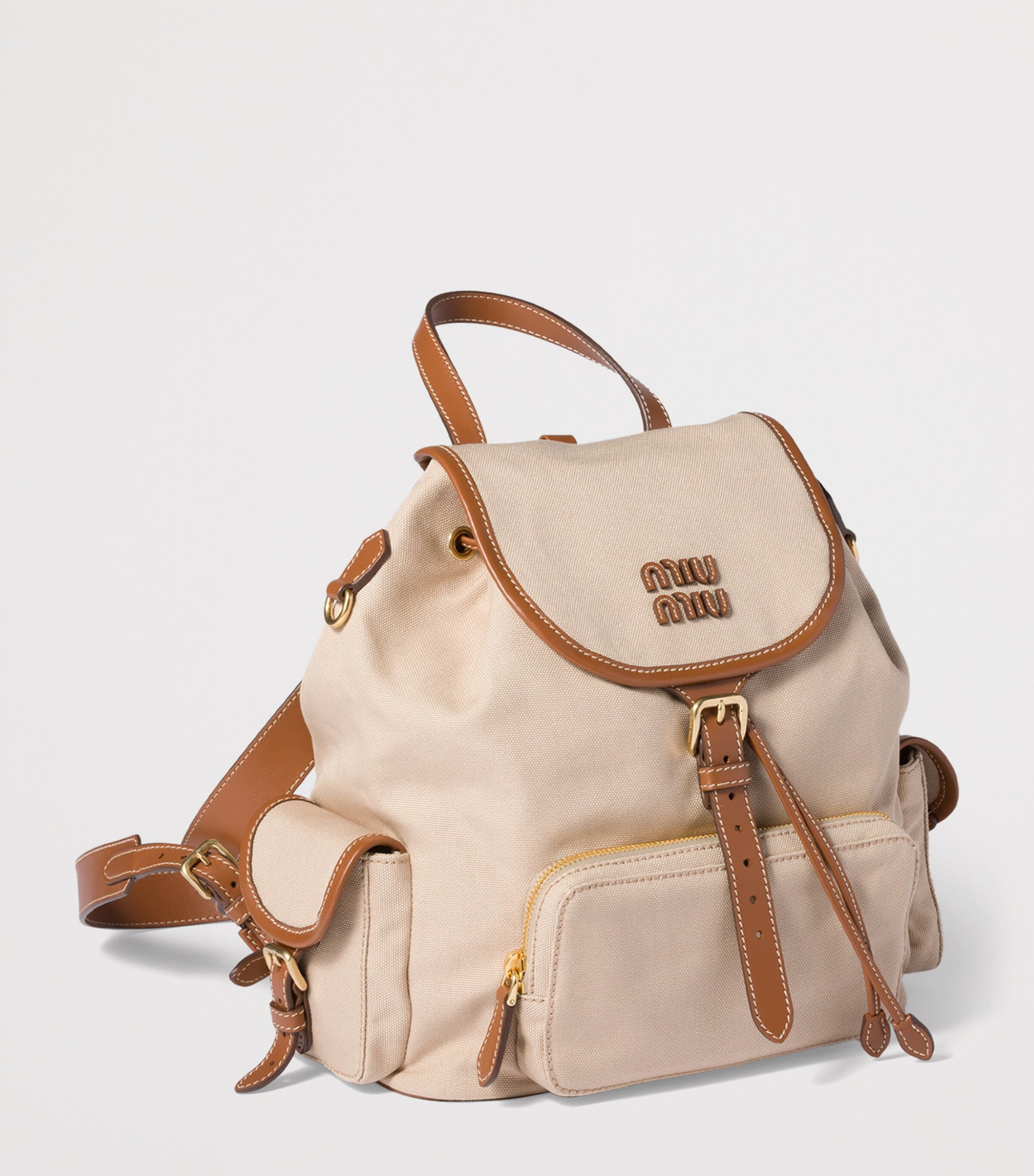 Miu Miu Canvas-Leather Backpack Image 3
