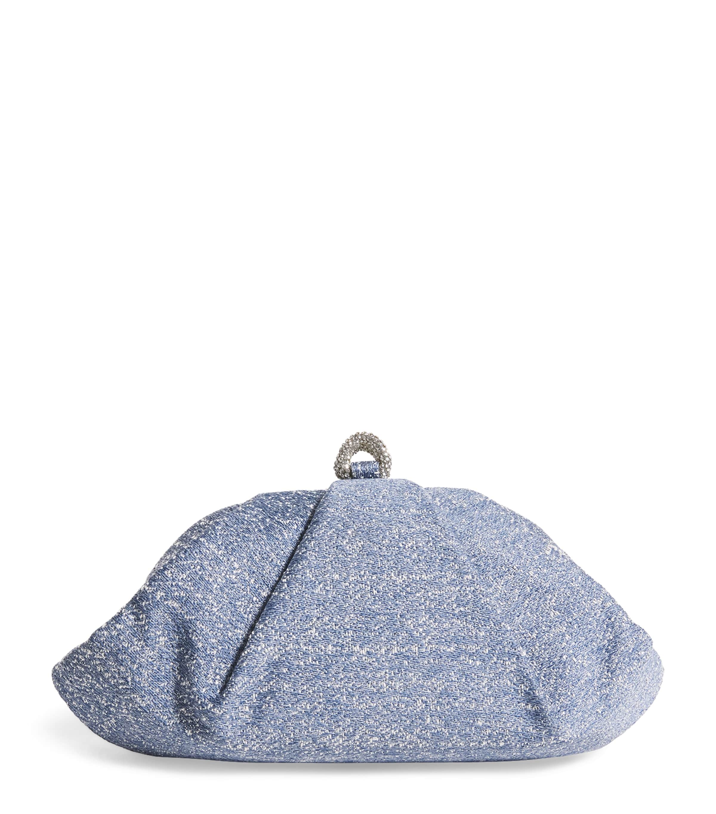 Judith Leiber Denim Sparkle Gemma Clutch Bag In Blue