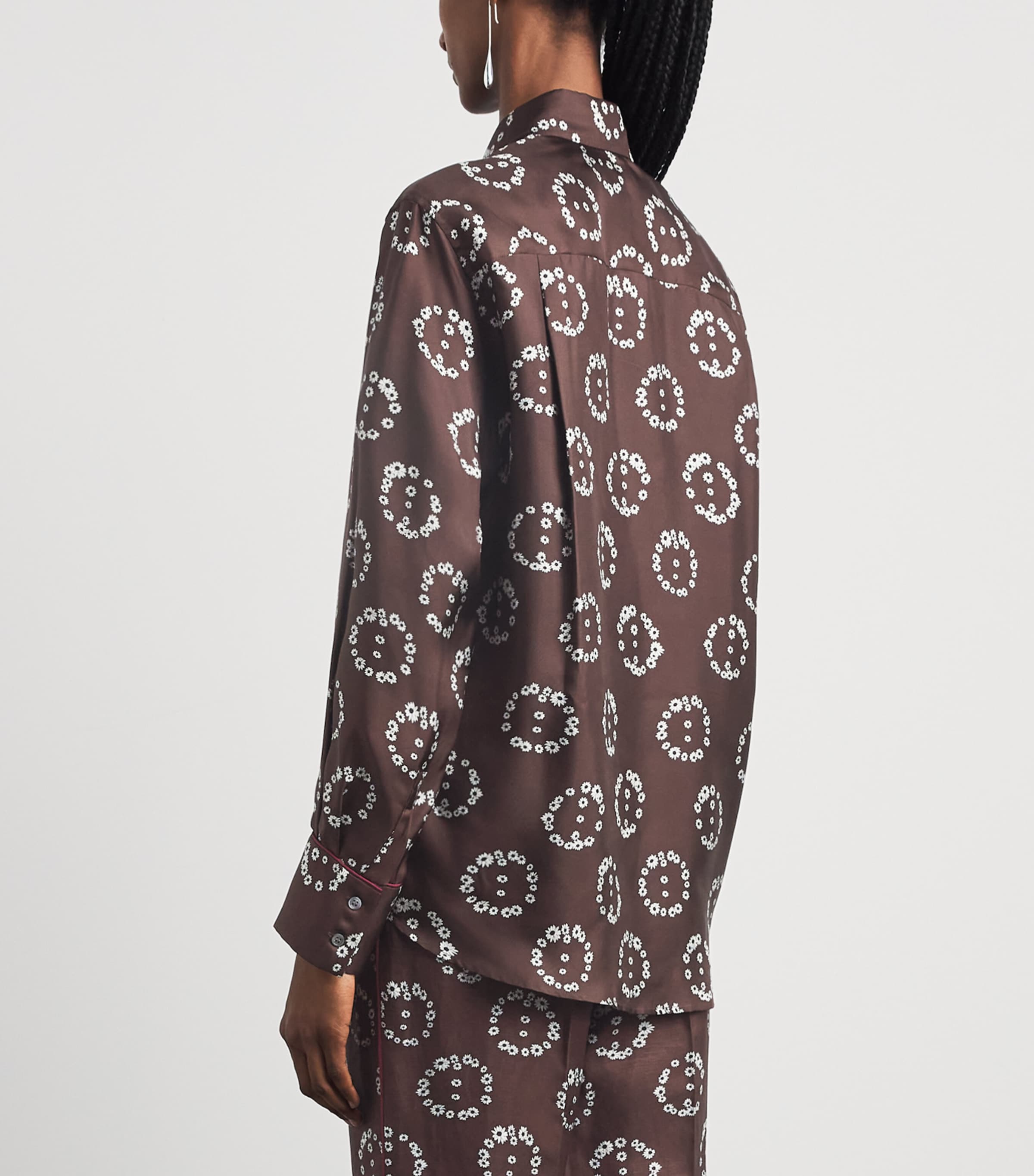 Sandro Paris Womens Silk Floral Shirt Brown Image 5