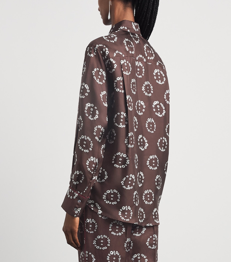 Sandro Paris Womens Silk Floral Shirt Brown Image 5