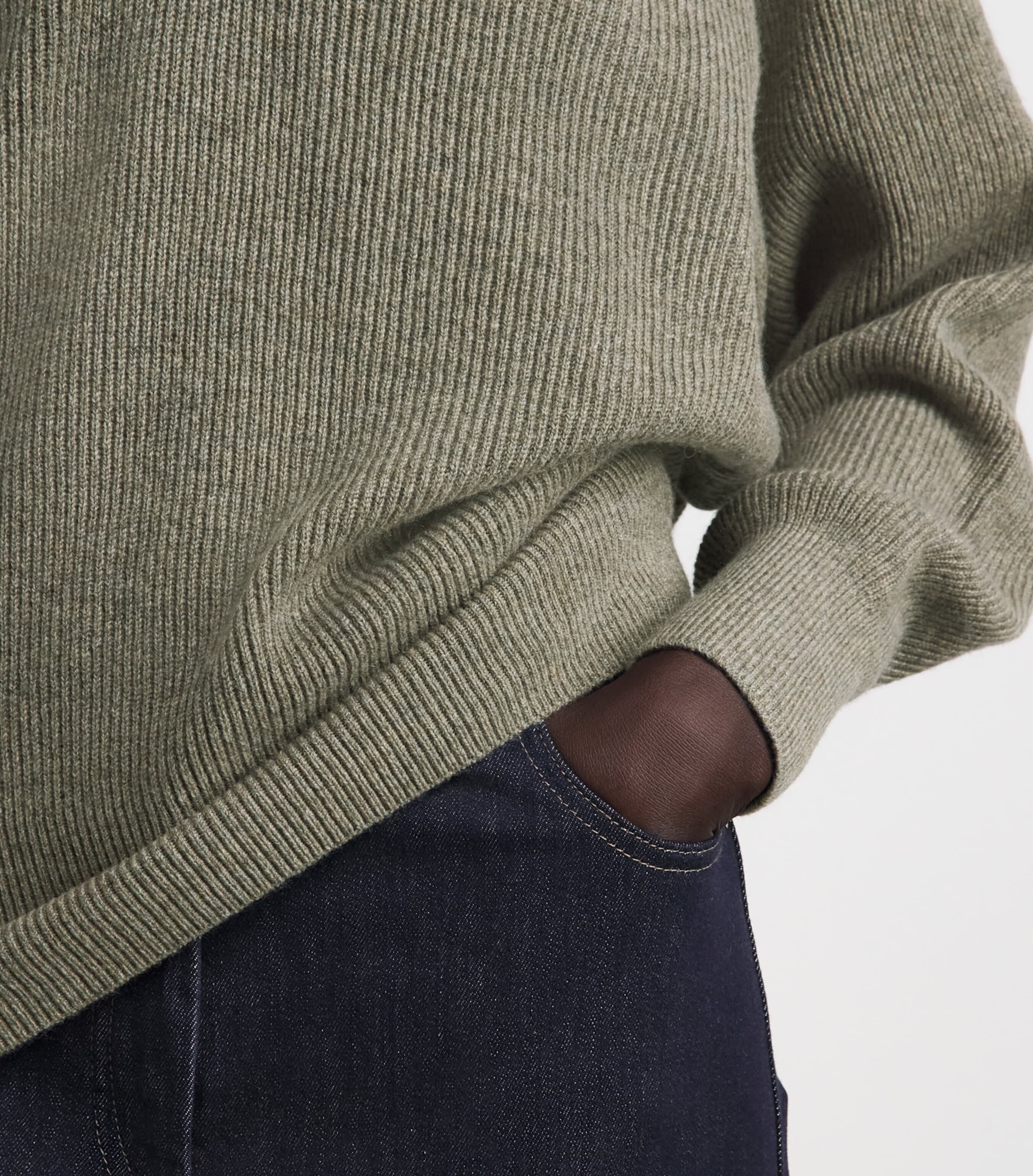 Agnona Womens Cashmere V-Neck Sweater Warm Grey Sand Image 3