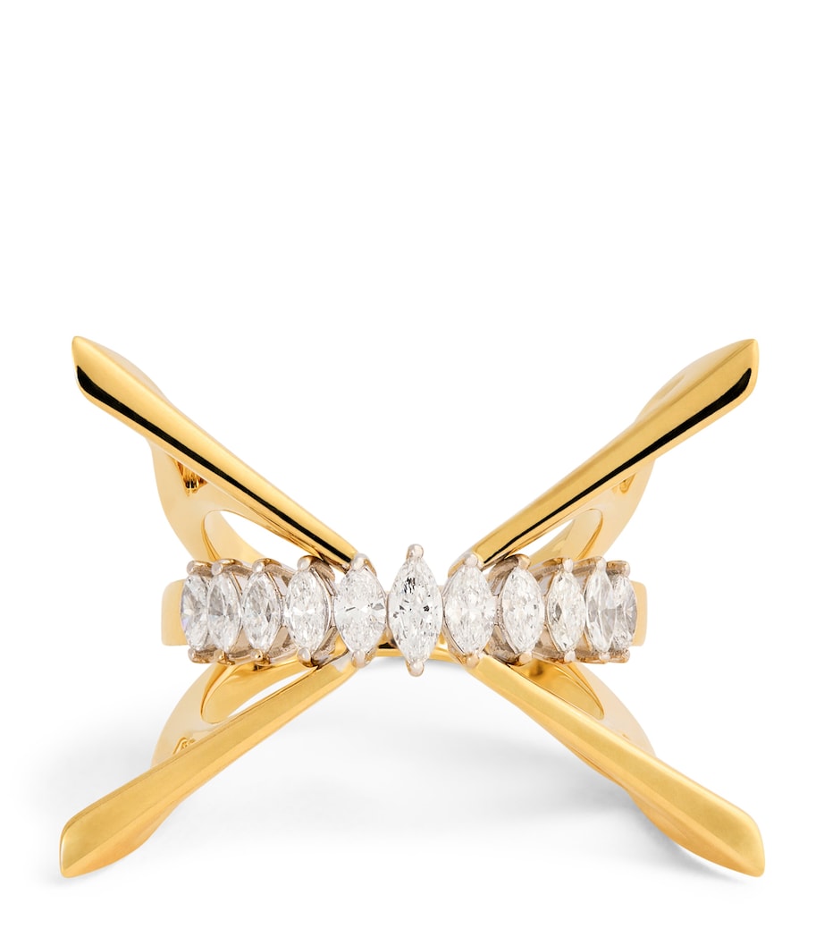 Mixed Gold and Diamond Cross Ring MIXED GOLD Image 1