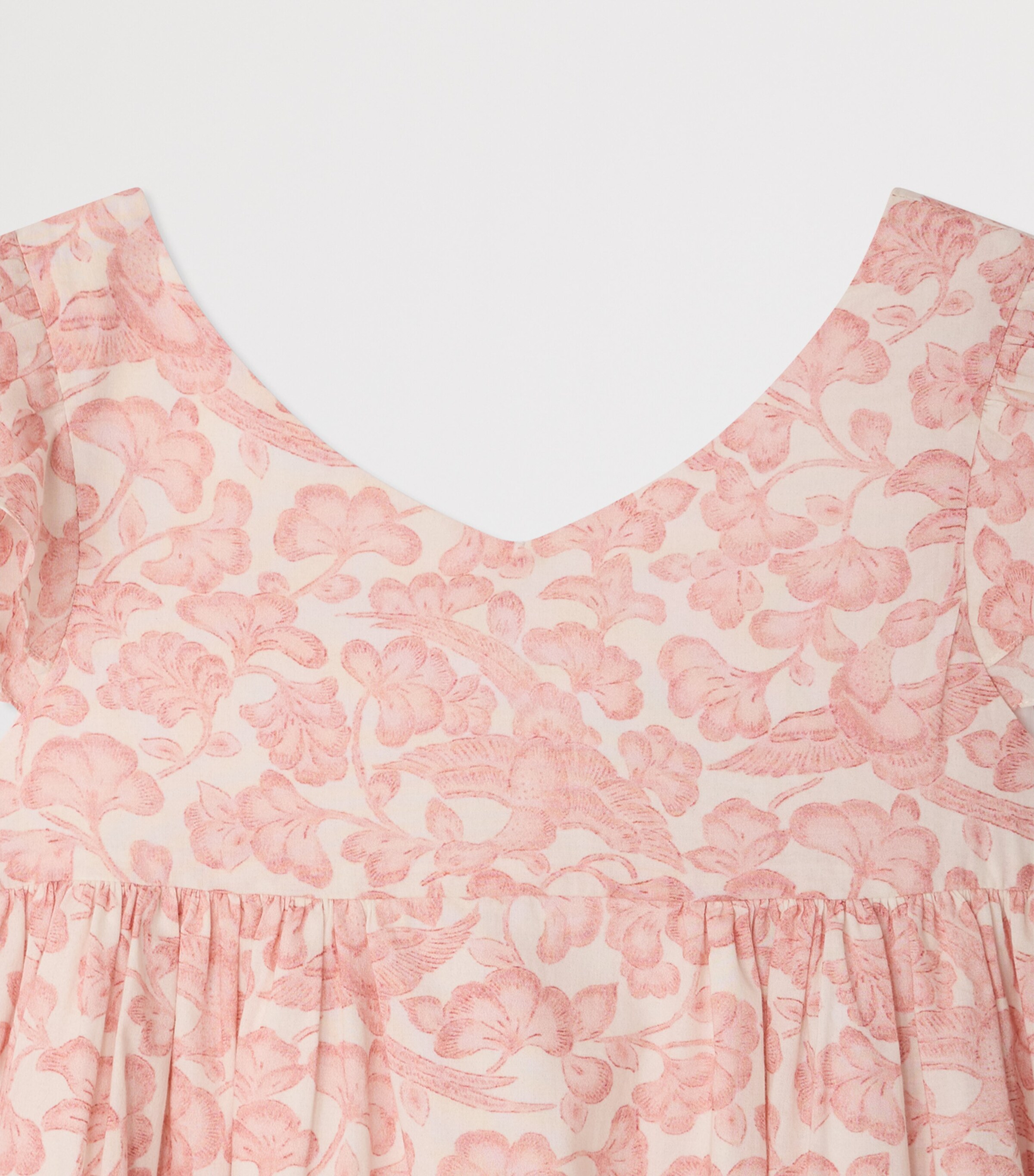 Bonpoint Cotton Galantine Dress (10-14 Years) Fl Beige Rose Image 3