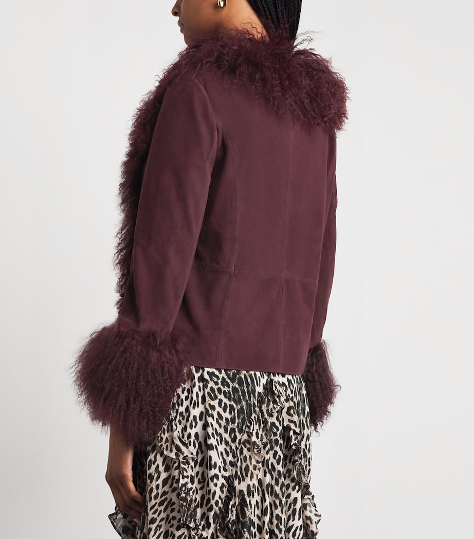 Rixo Womens Sammy Suede Jacket Maroon Image 5
