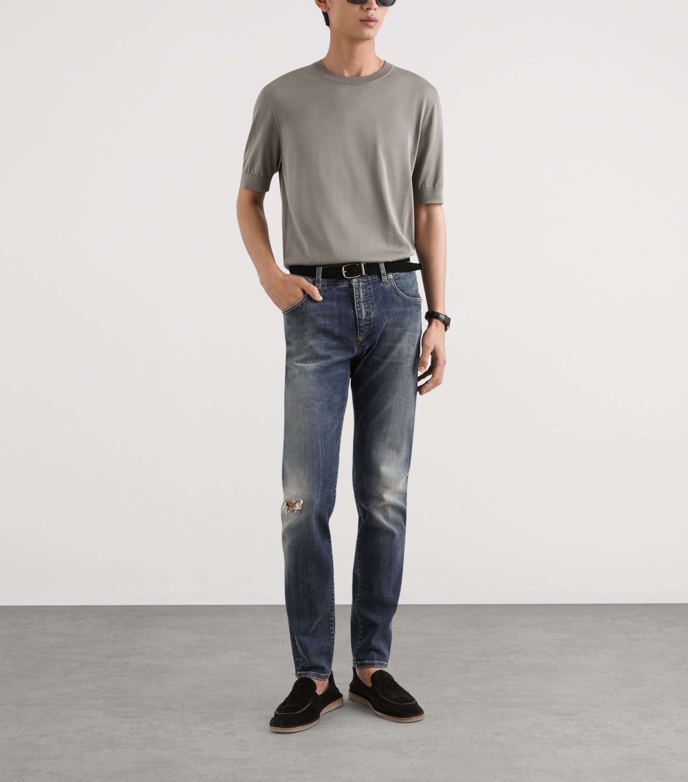 Dolce&Gabbana Mens Slim Distressed Jeans Combined Colour Image 2