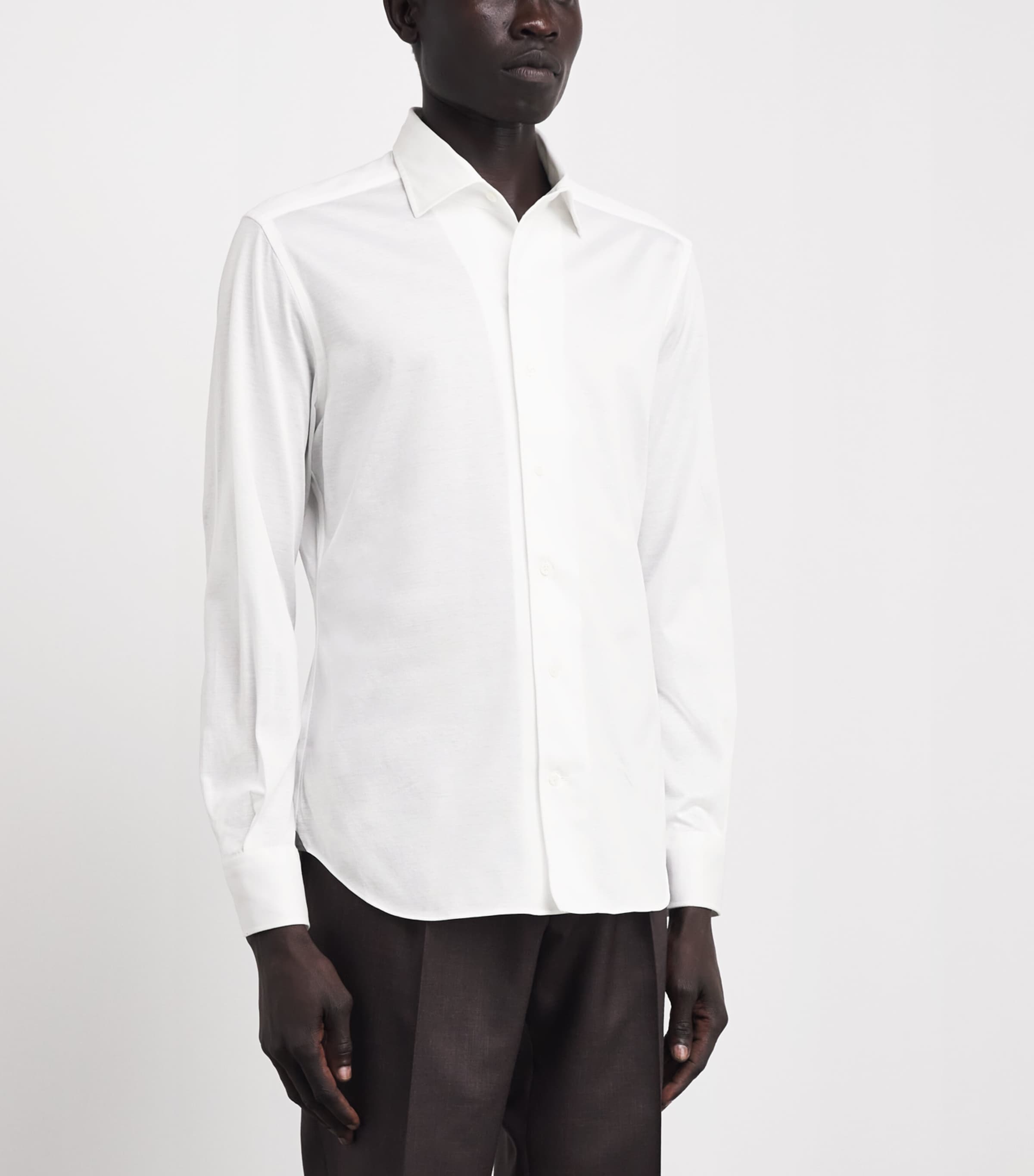 Corneliani Mens Cotton Jersey Shirt Optical White Image 4