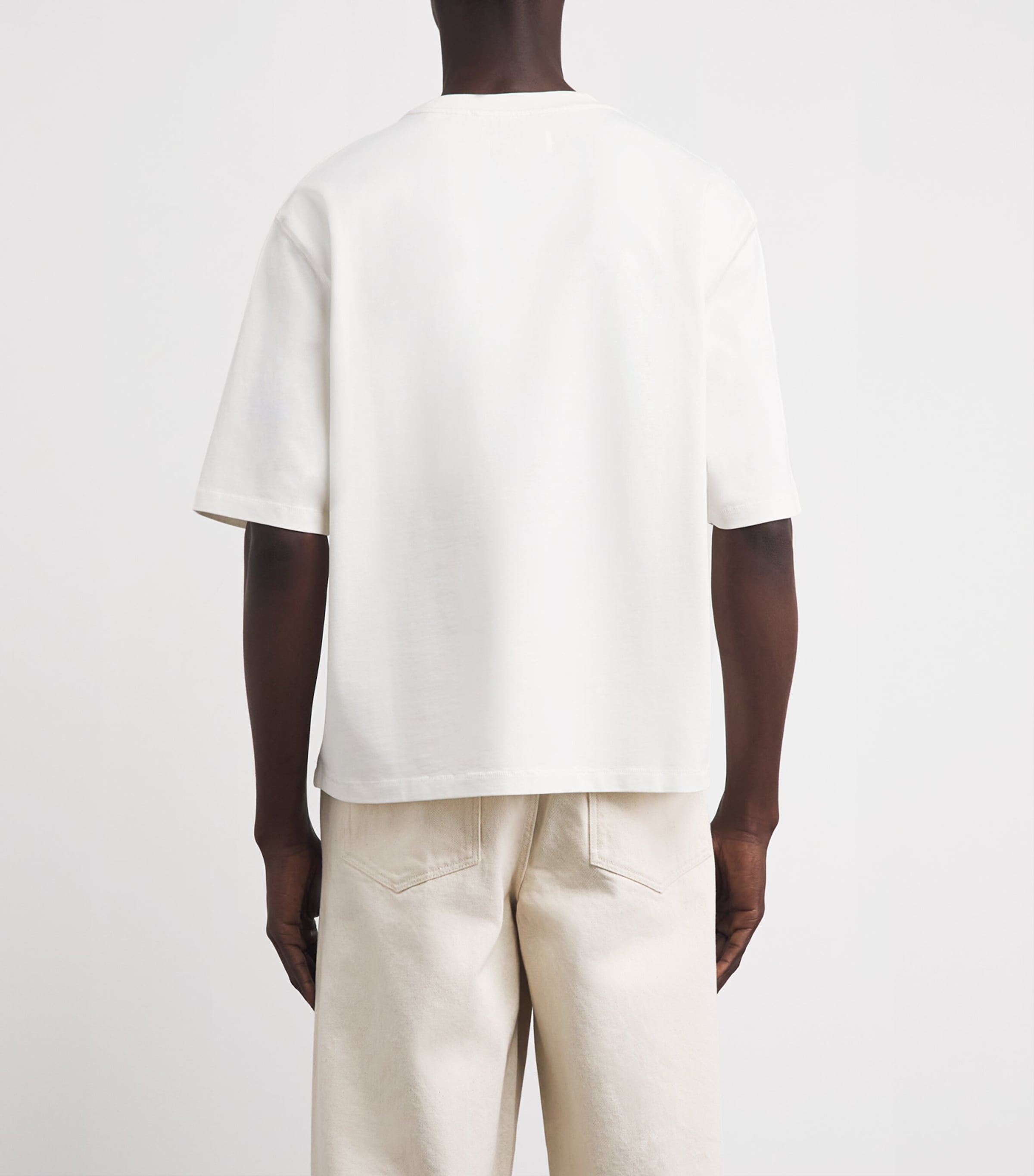 Wax London Mens Organic Cotton Cropped Mark T-Shirt Off White Image 5